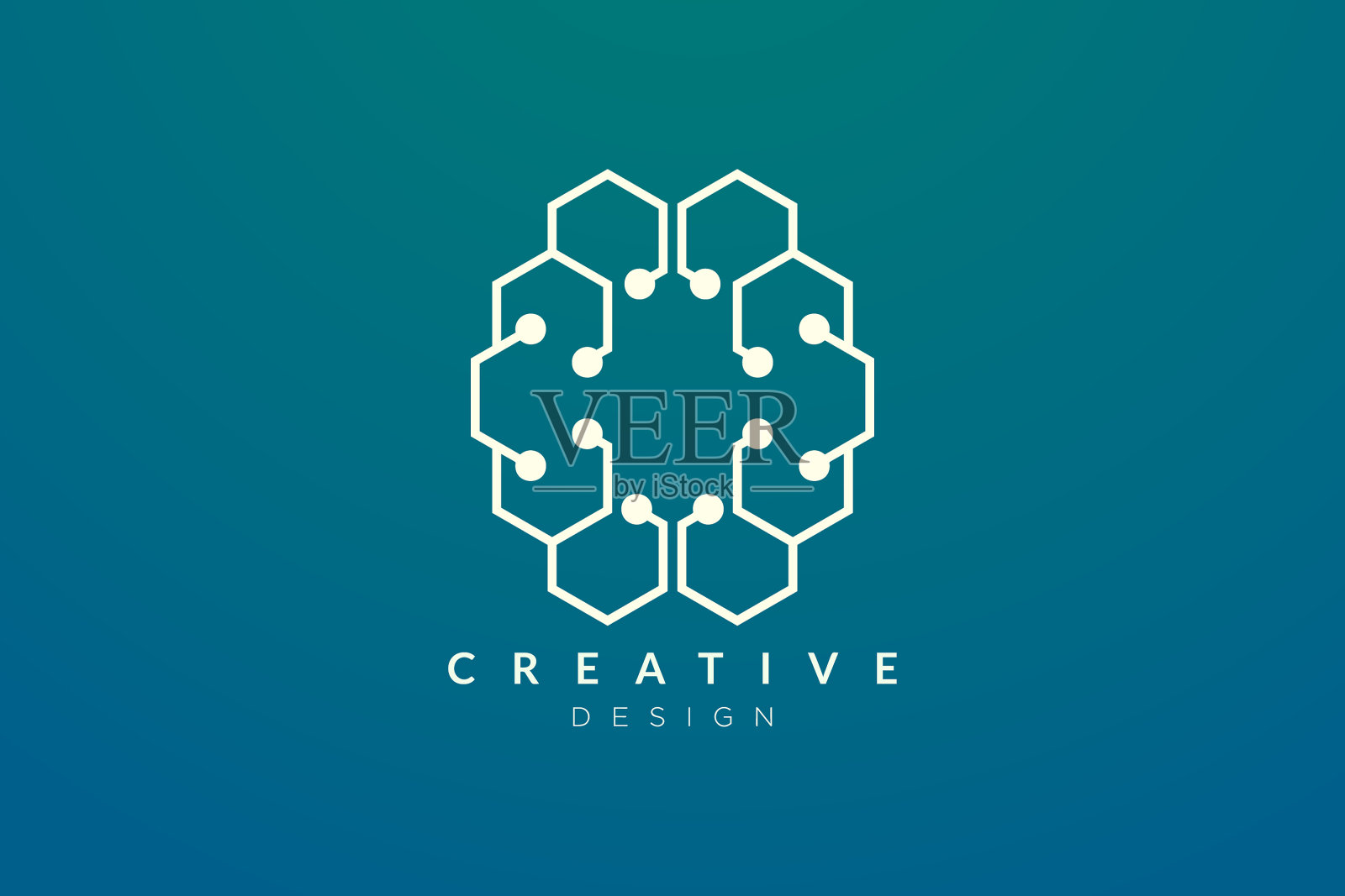 运用科技设计抽象的脑形标志插画图片素材