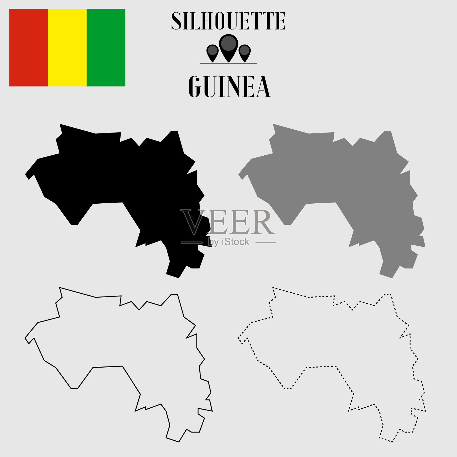 几内亚轮廓集插画图片素材