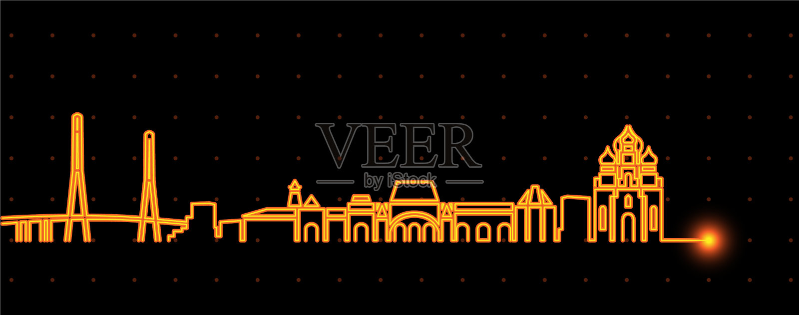 海参崴光带天际线插画图片素材