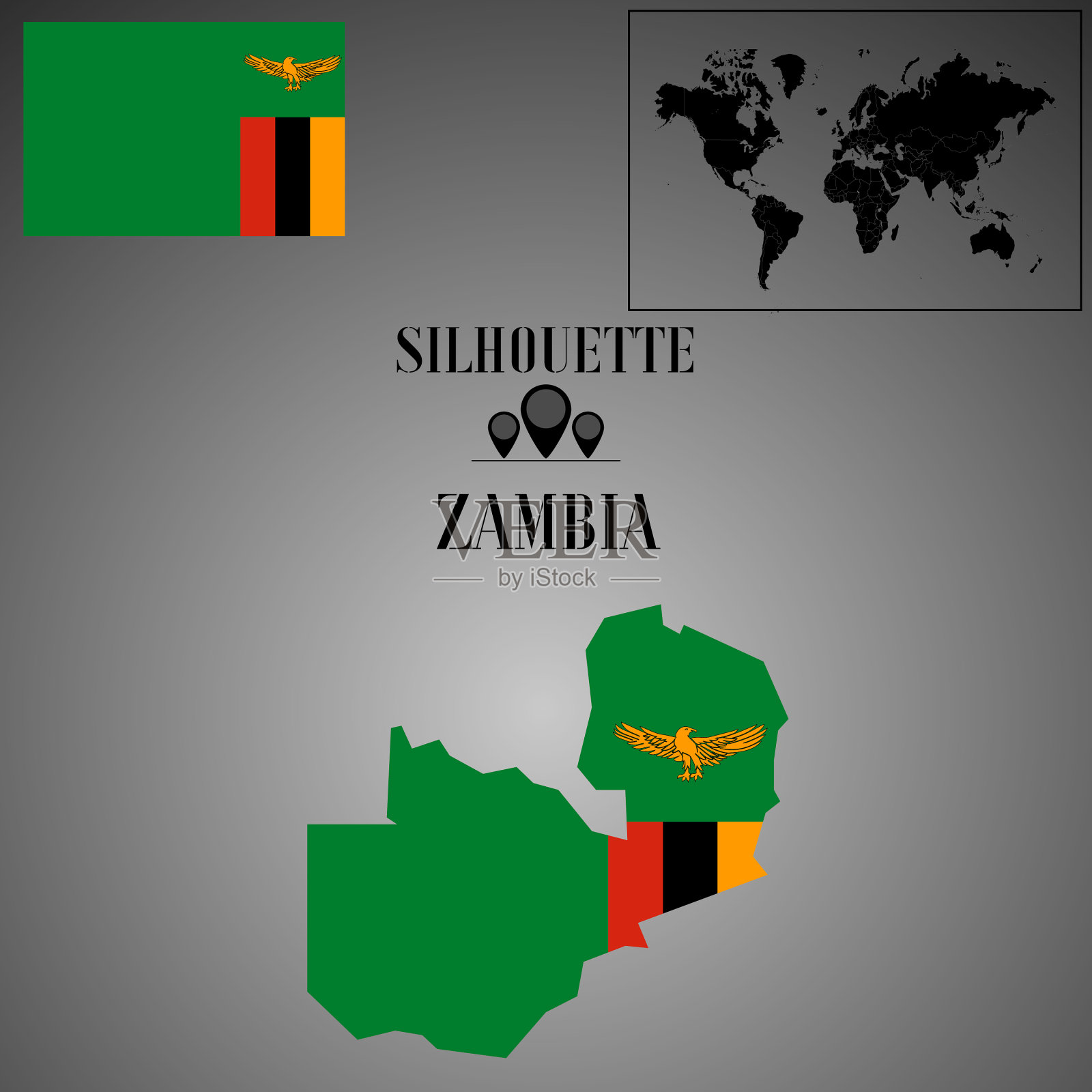 赞比亚轮廓集插画图片素材