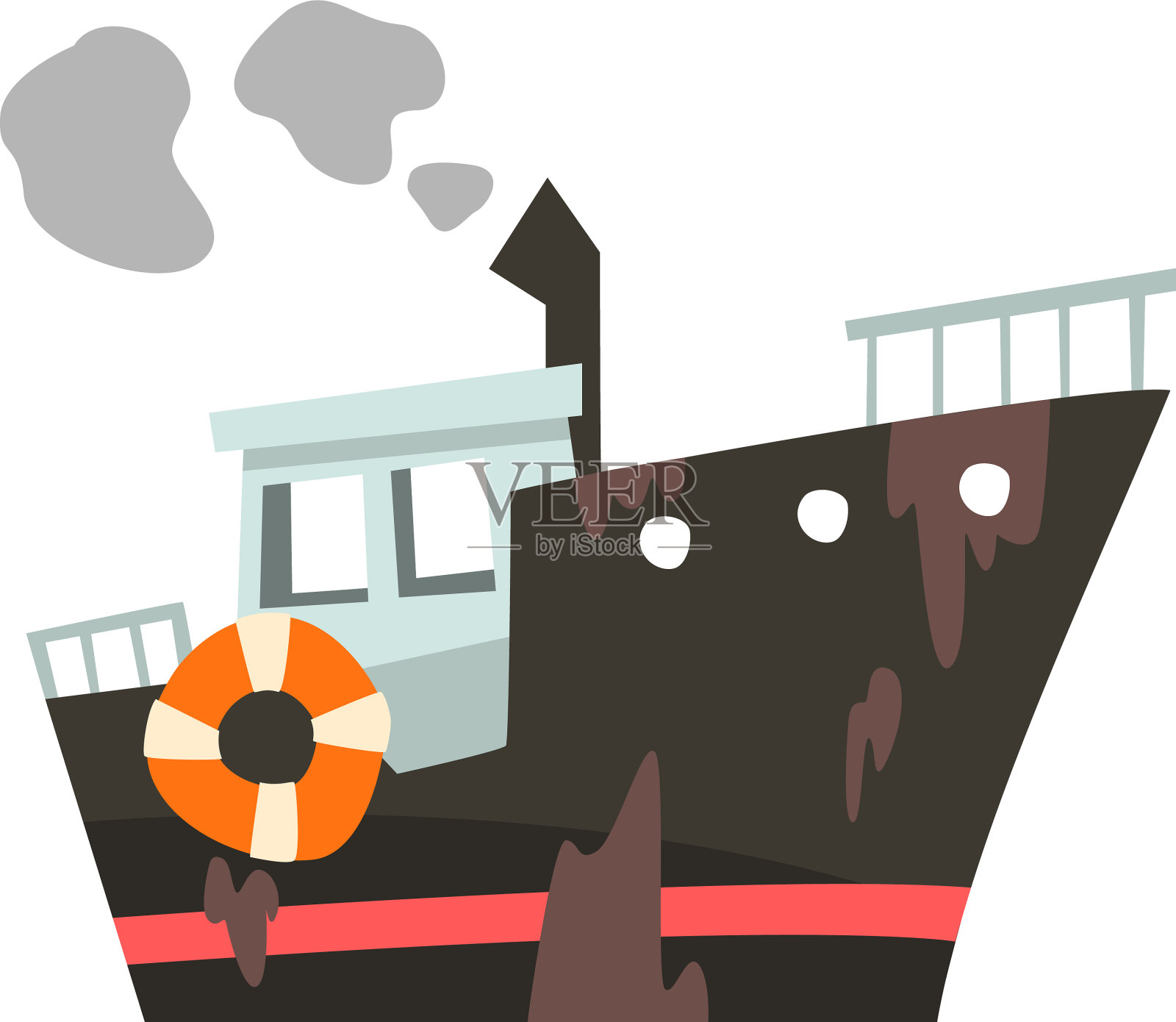 用于生产海产品的工业拖网渔船设计元素图片