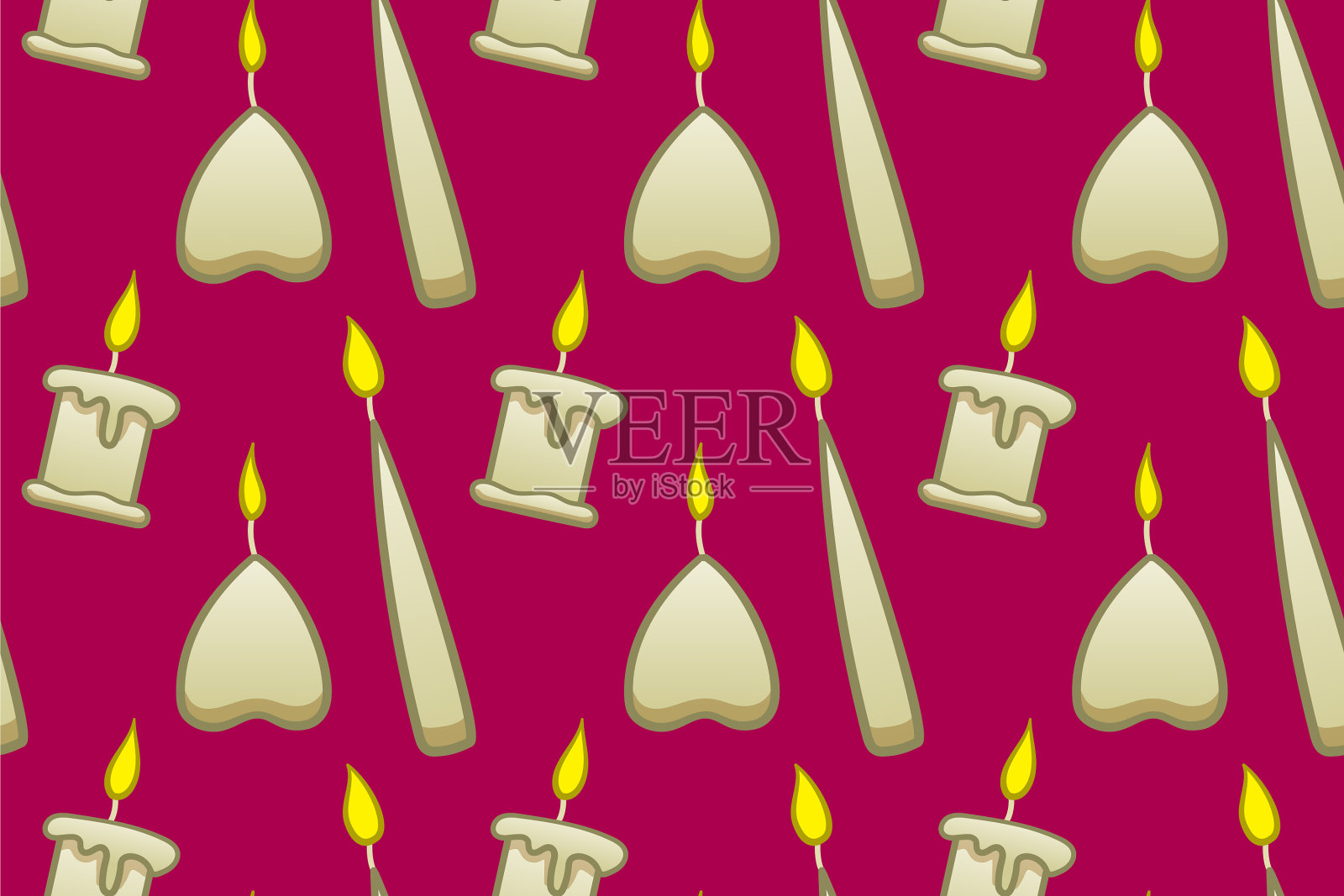 粉红色背景上燃烧的蜡烛图案插画图片素材