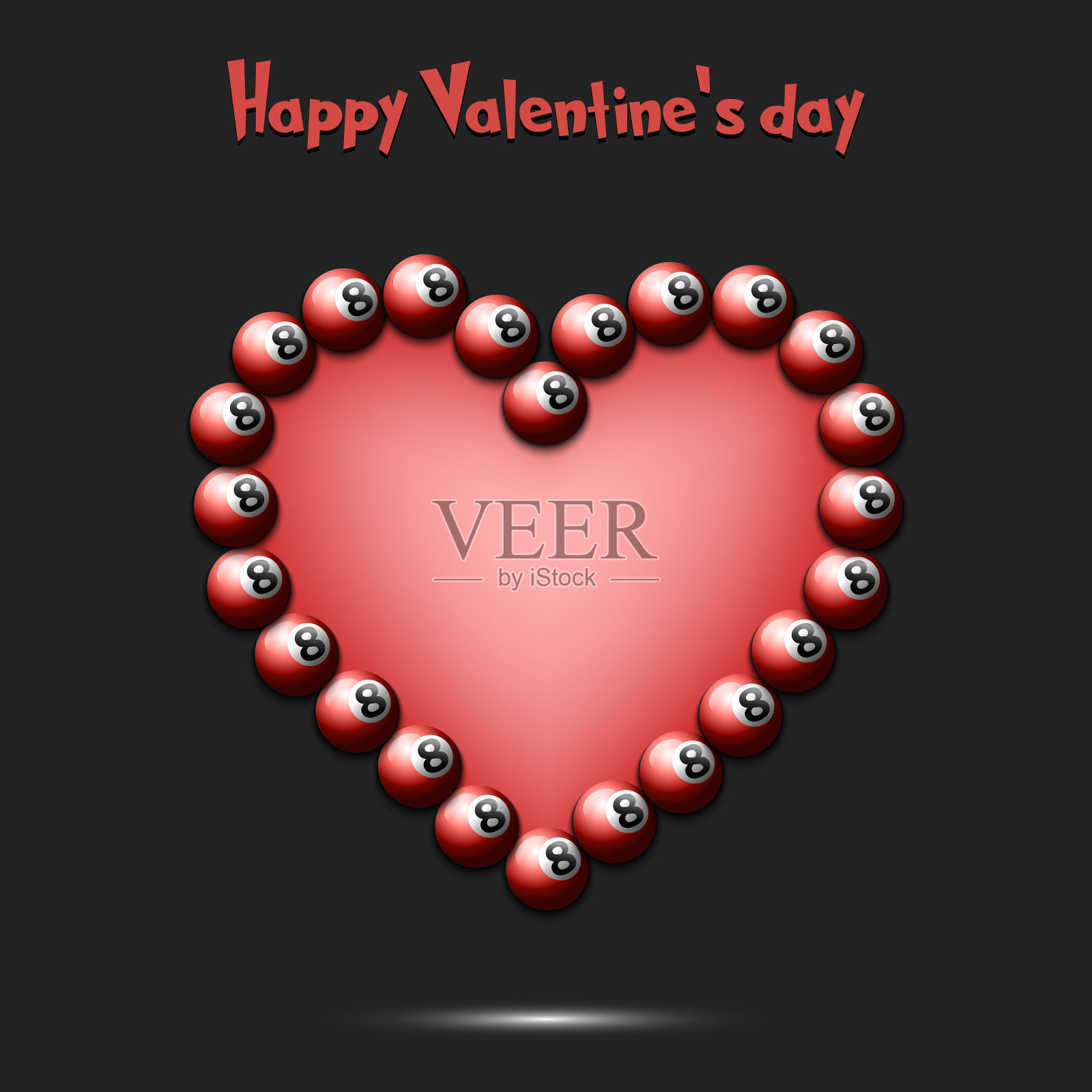 情人节快乐心从台球插画图片素材