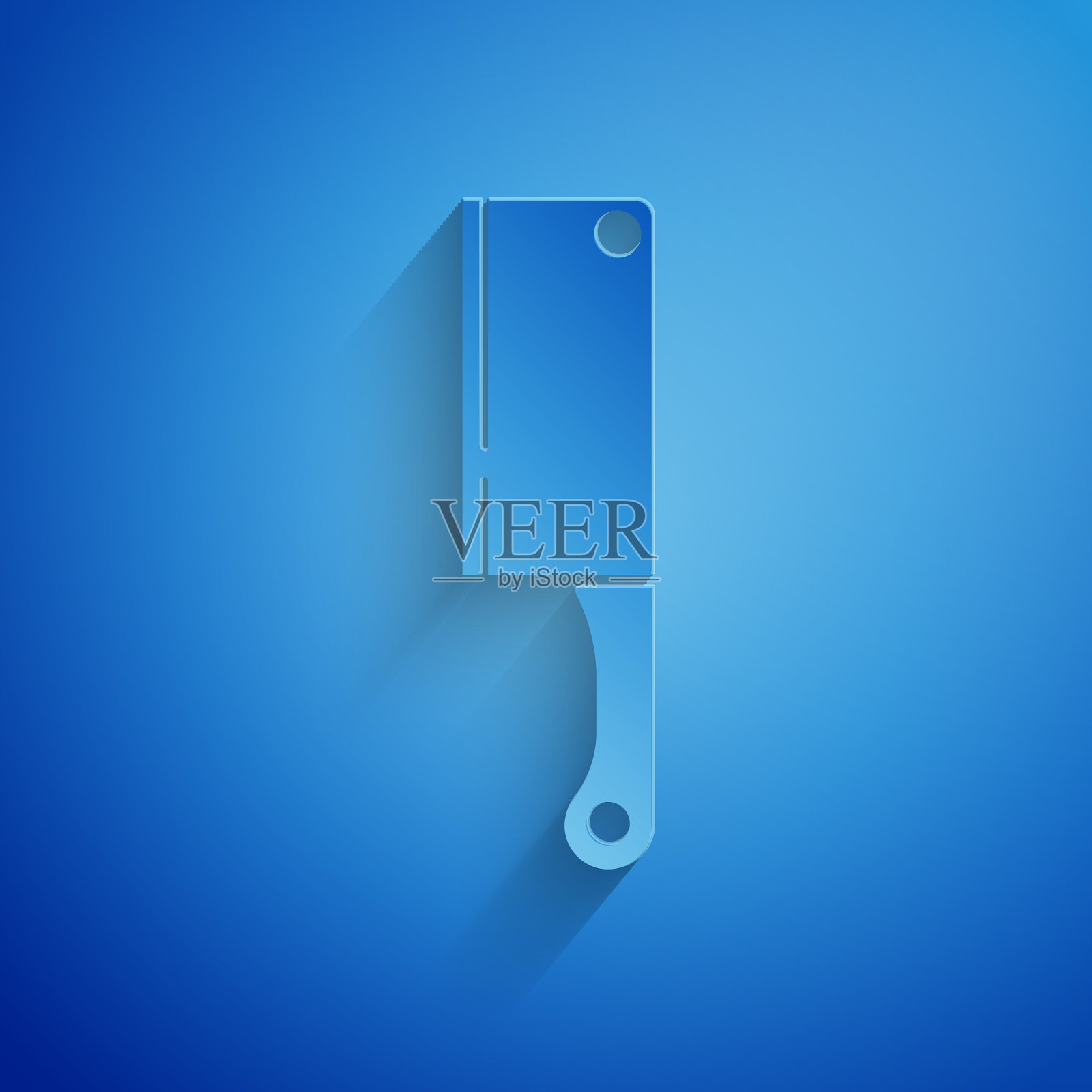 纸切肉刀图标孤立在蓝色插画图片素材