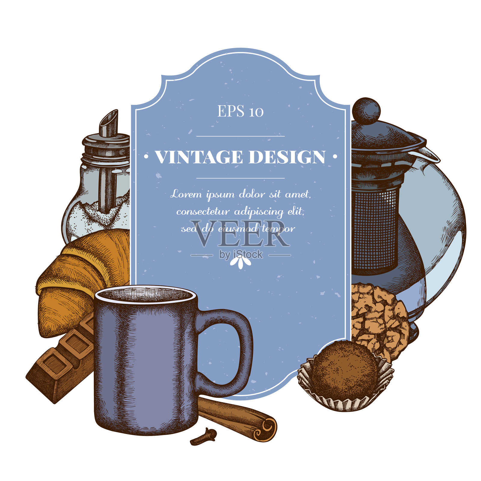 徽章设计与彩色肉桂条设计元素图片