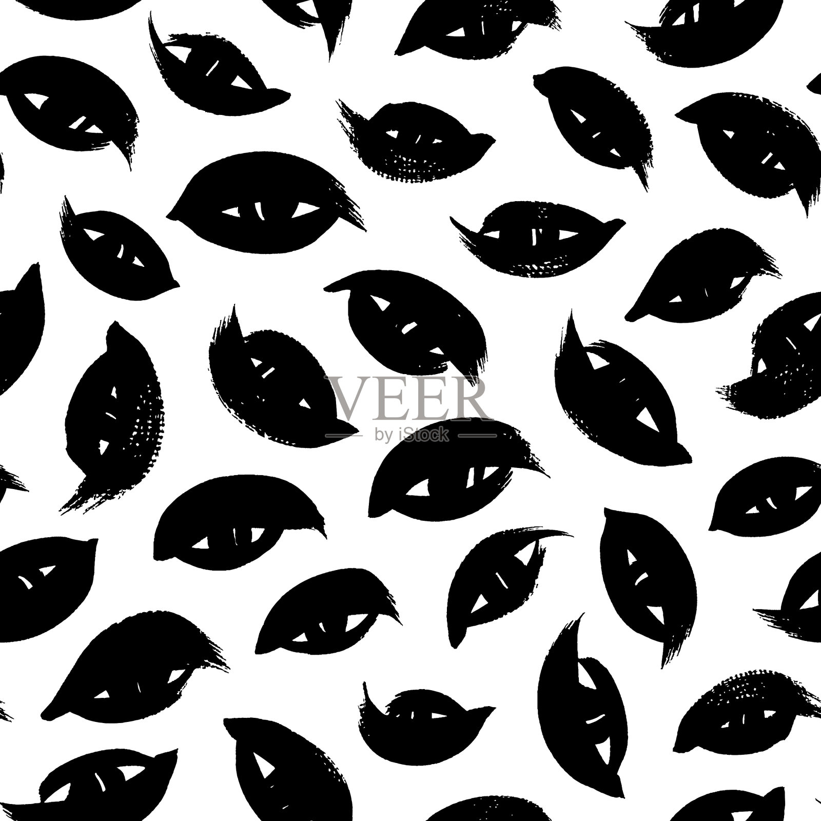 墨刷眼无缝图案插画图片素材