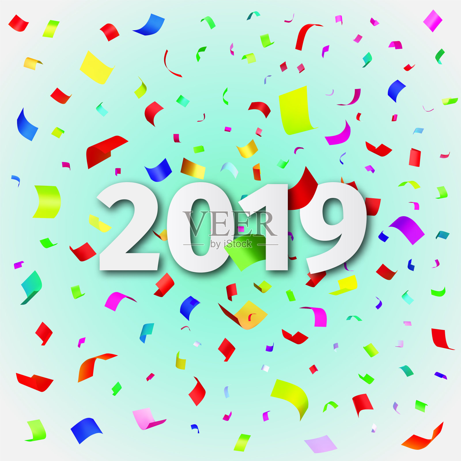 新年快乐的背景与五彩纸屑插画图片素材