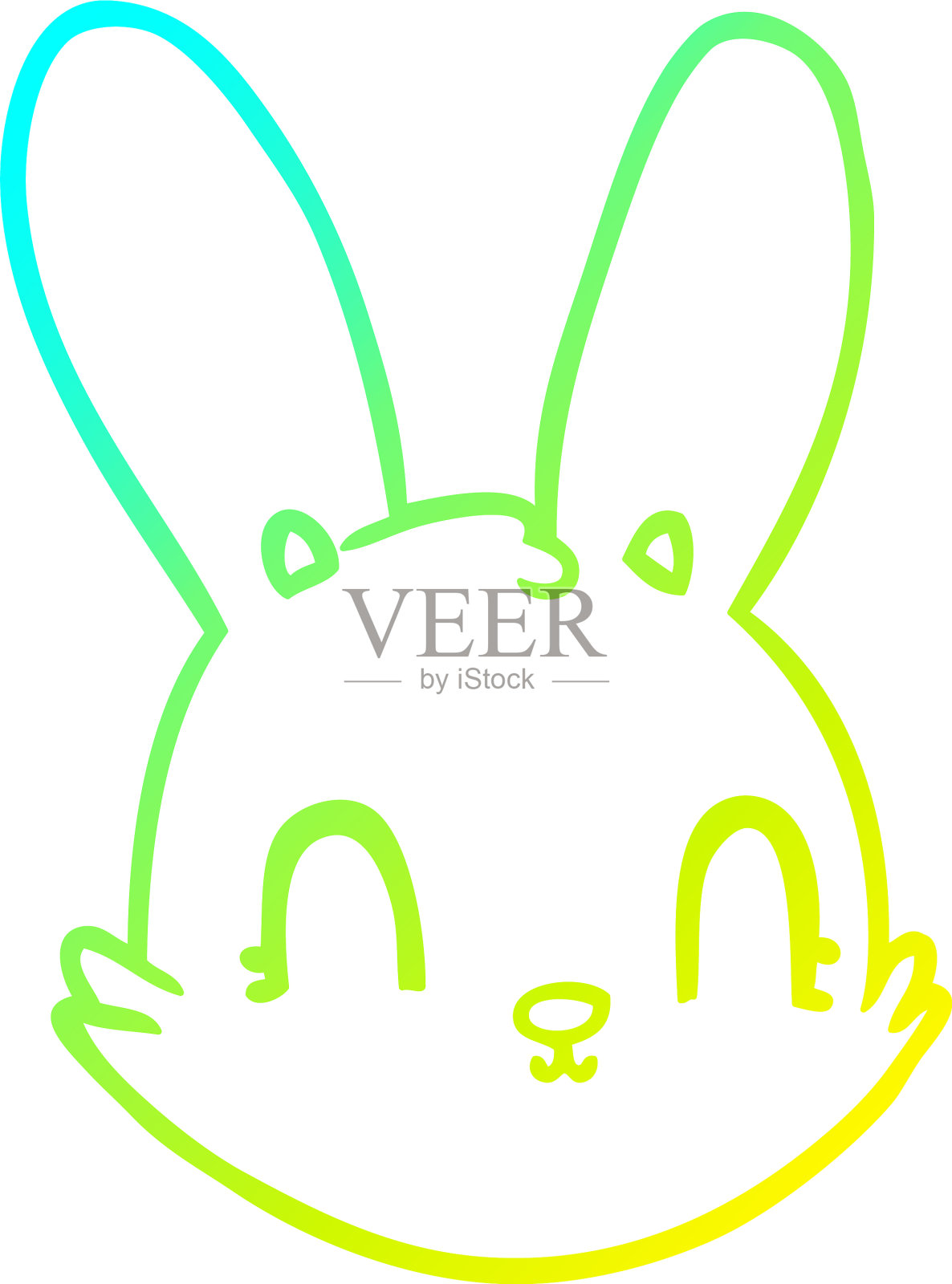 冷梯度线画卡通兔子脸设计元素图片