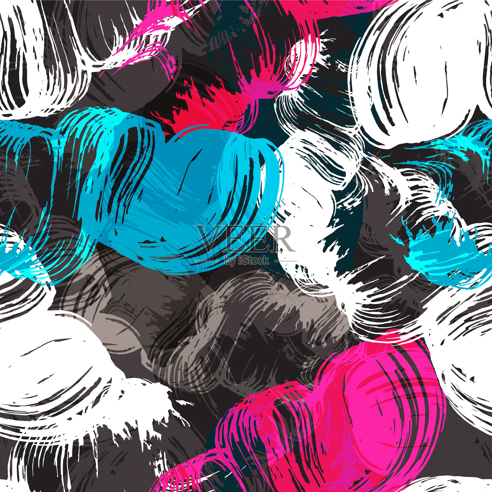 明亮抽象的几何无缝图案中插画图片素材