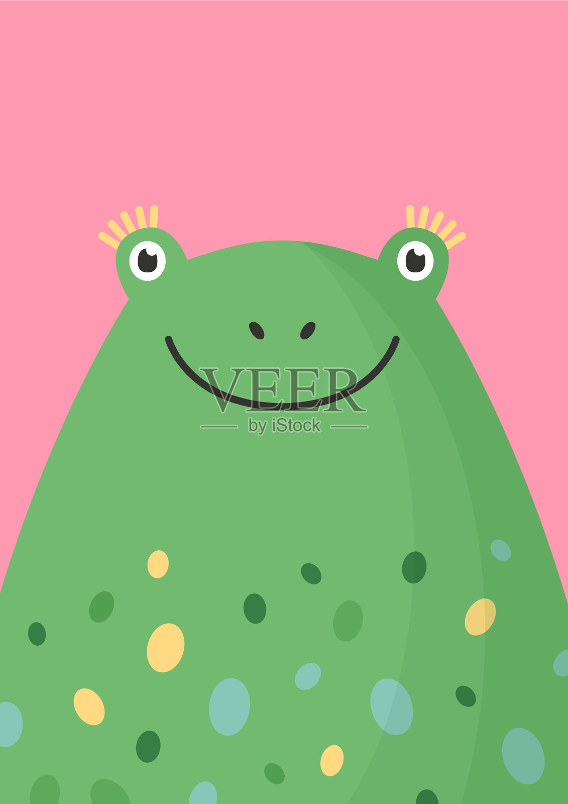 可爱的青蛙头平可爱插画图片素材