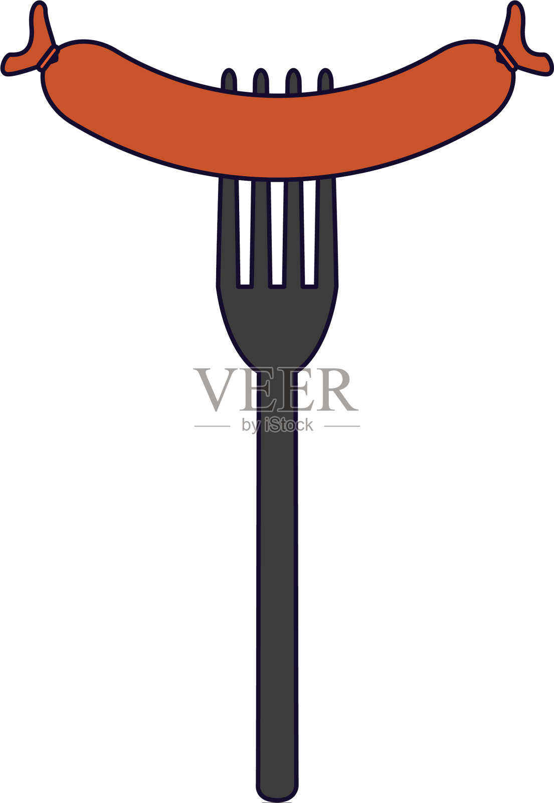 叉子上的香肠符号插画图片素材