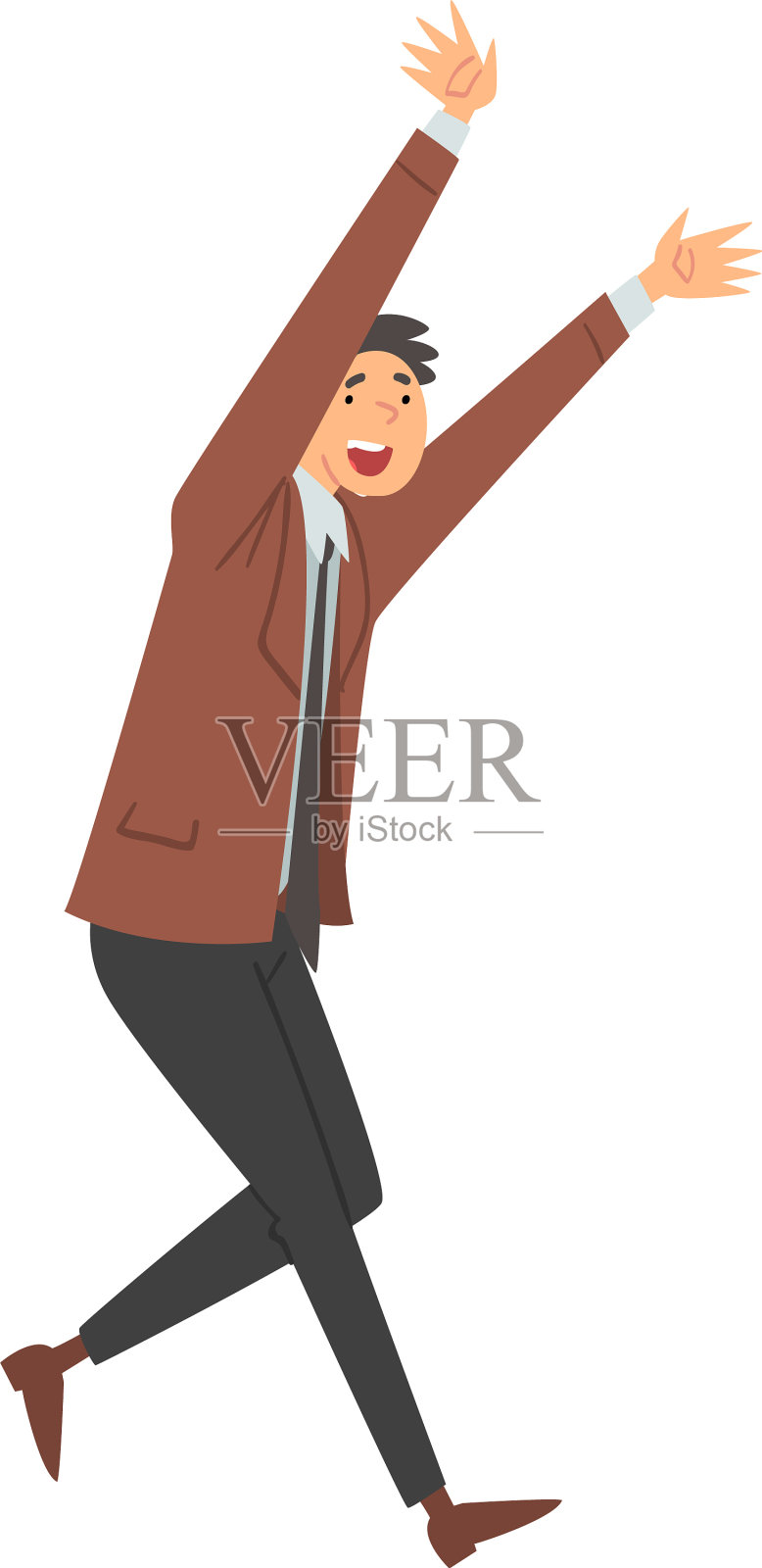 男人在办公室的衣服愉快地运行卡通设计元素图片