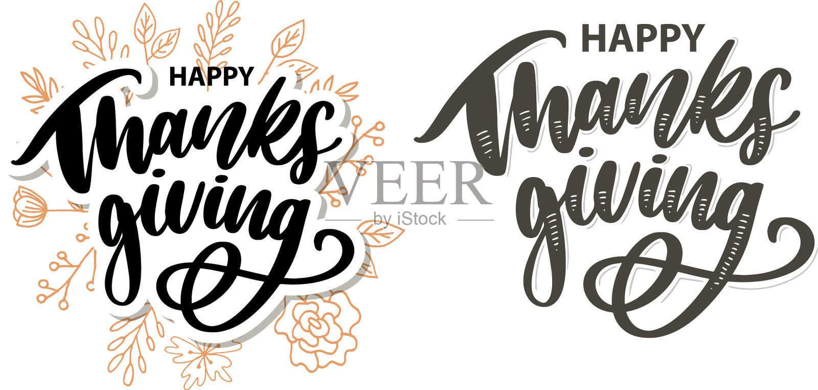 感恩节快乐刷手字孤立插画图片素材