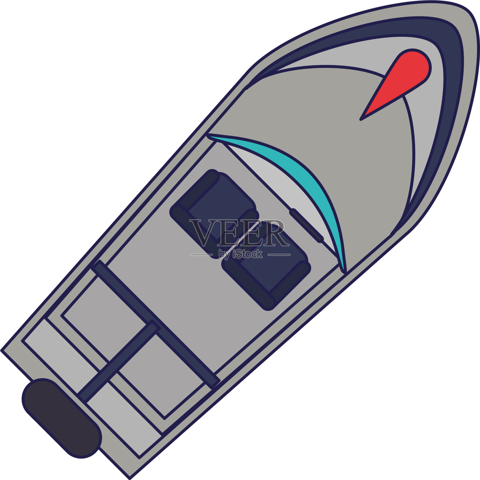 快艇符号蓝线插画图片素材