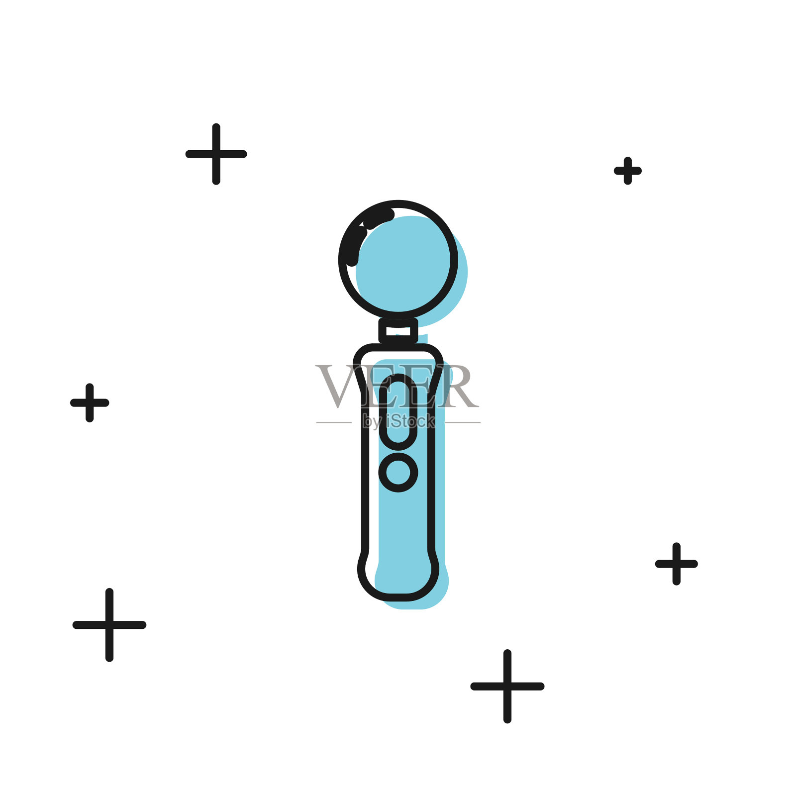 黑色手柄图标孤立在白色背景插画图片素材