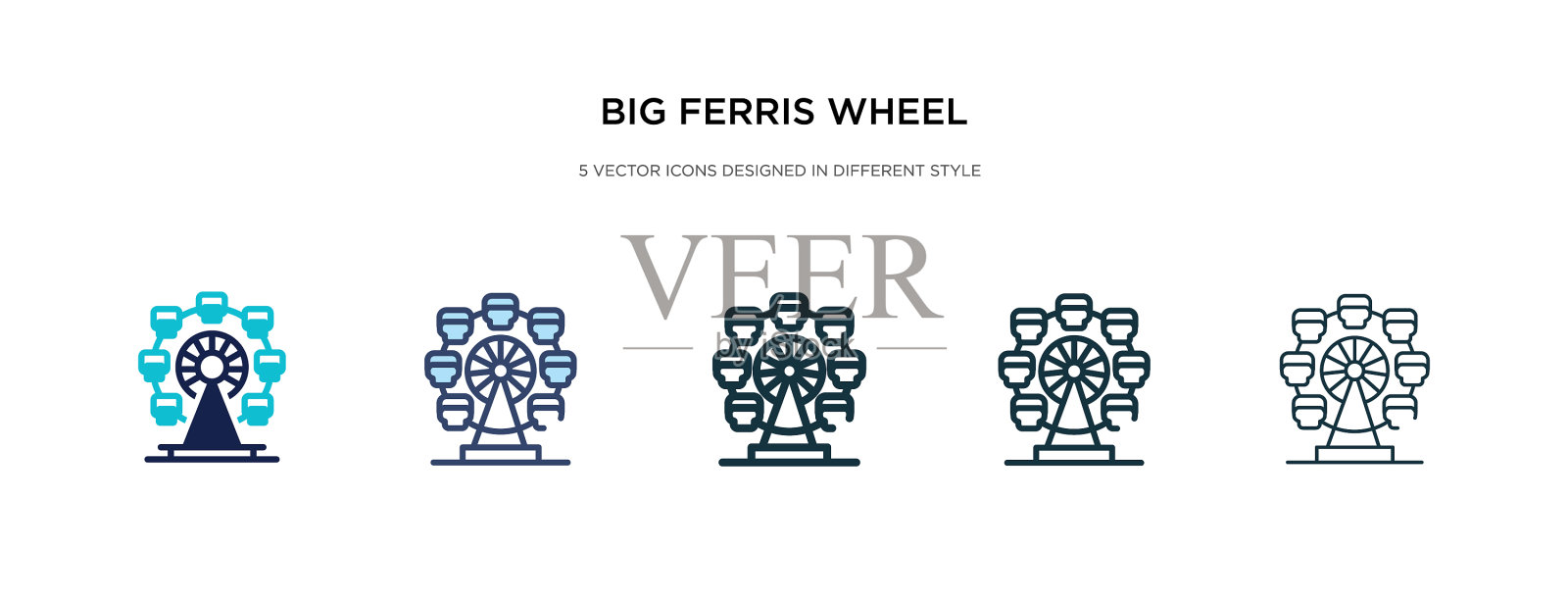 大摩天轮图标有两种不同的风格插画图片素材