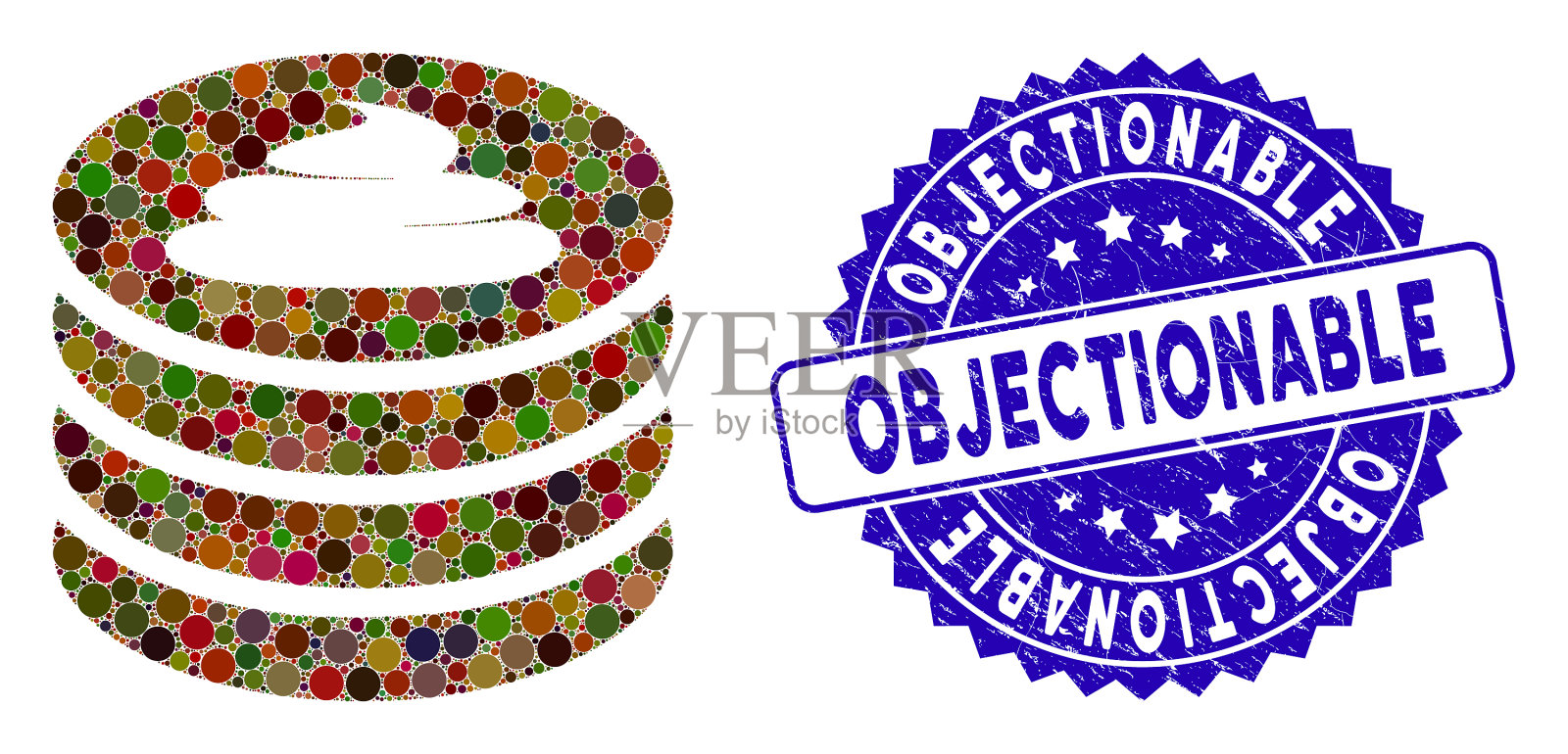 马赛克屎硬币堆栈图标与刮花插画图片素材