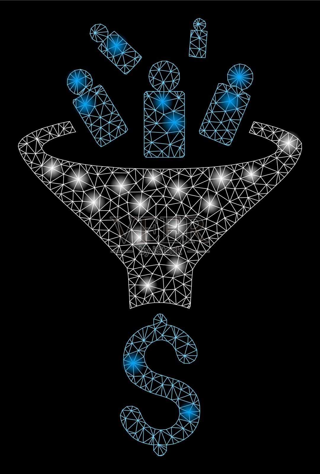 带亮点的光滑网体销售漏斗插画图片素材