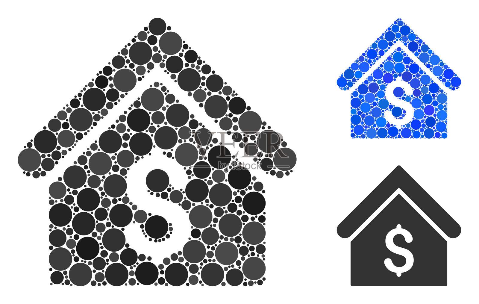 银行办公室组成图标圆点插画图片素材