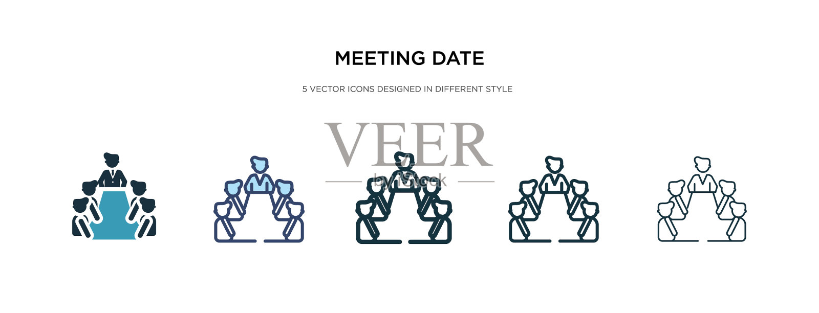 会议日期图标在不同的风格两种颜色图标素材