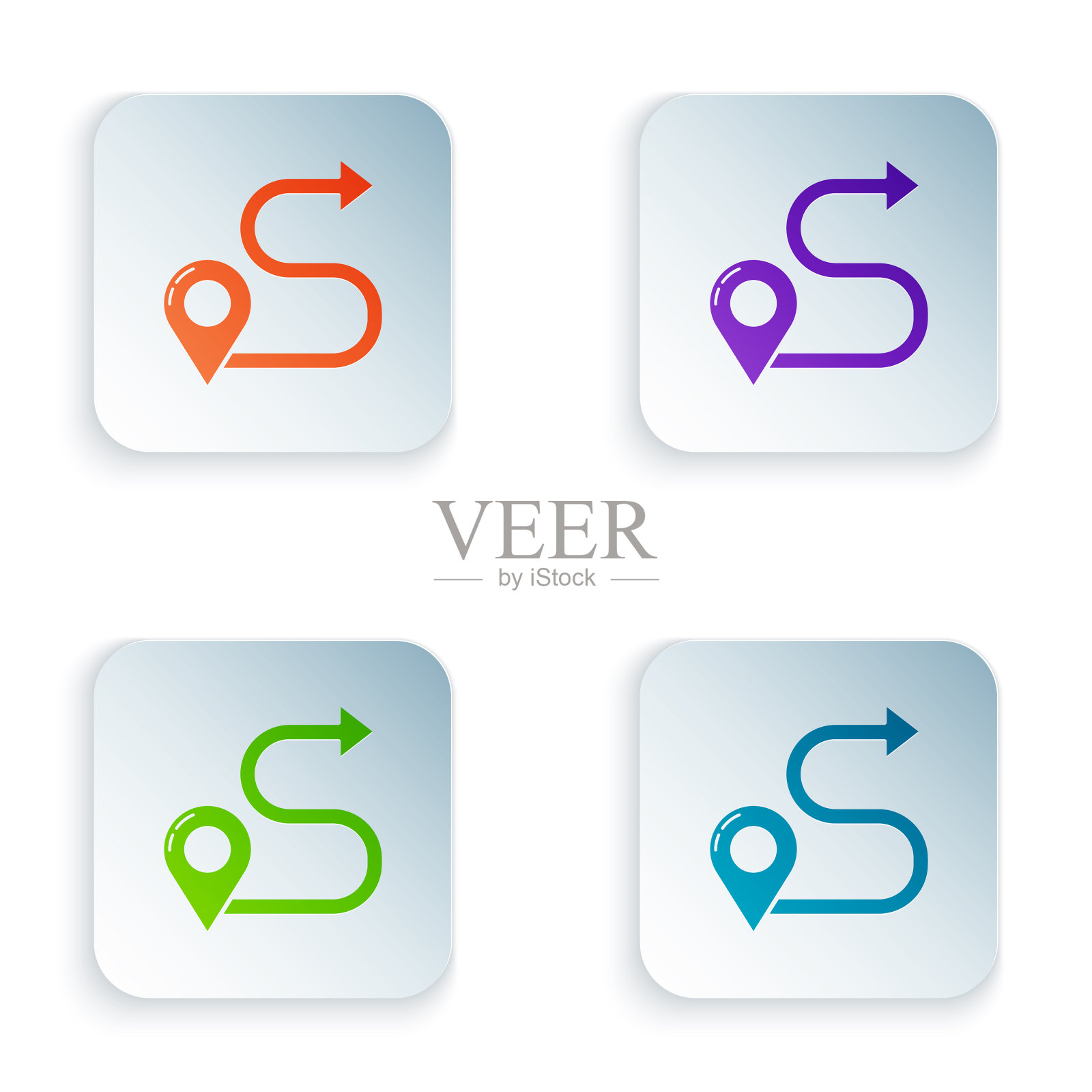 颜色路线位置图标隔离在白色上图标素材