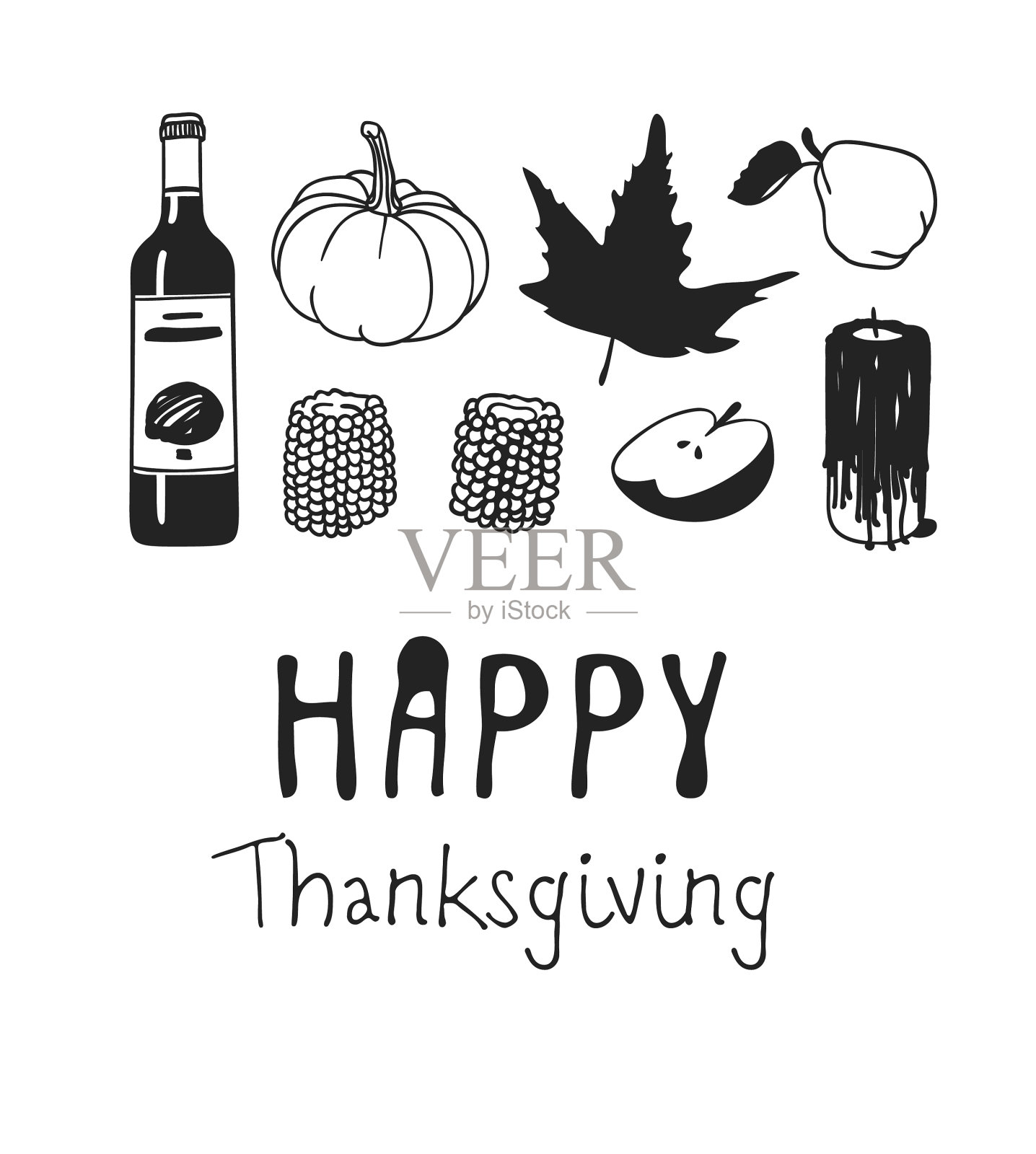 手绘秋假创意水墨艺术作品插画图片素材