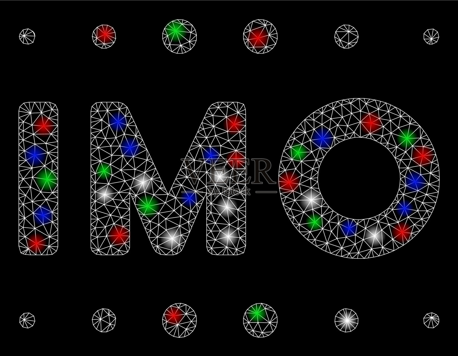 明亮的网格2d imo字幕与亮点插画图片素材