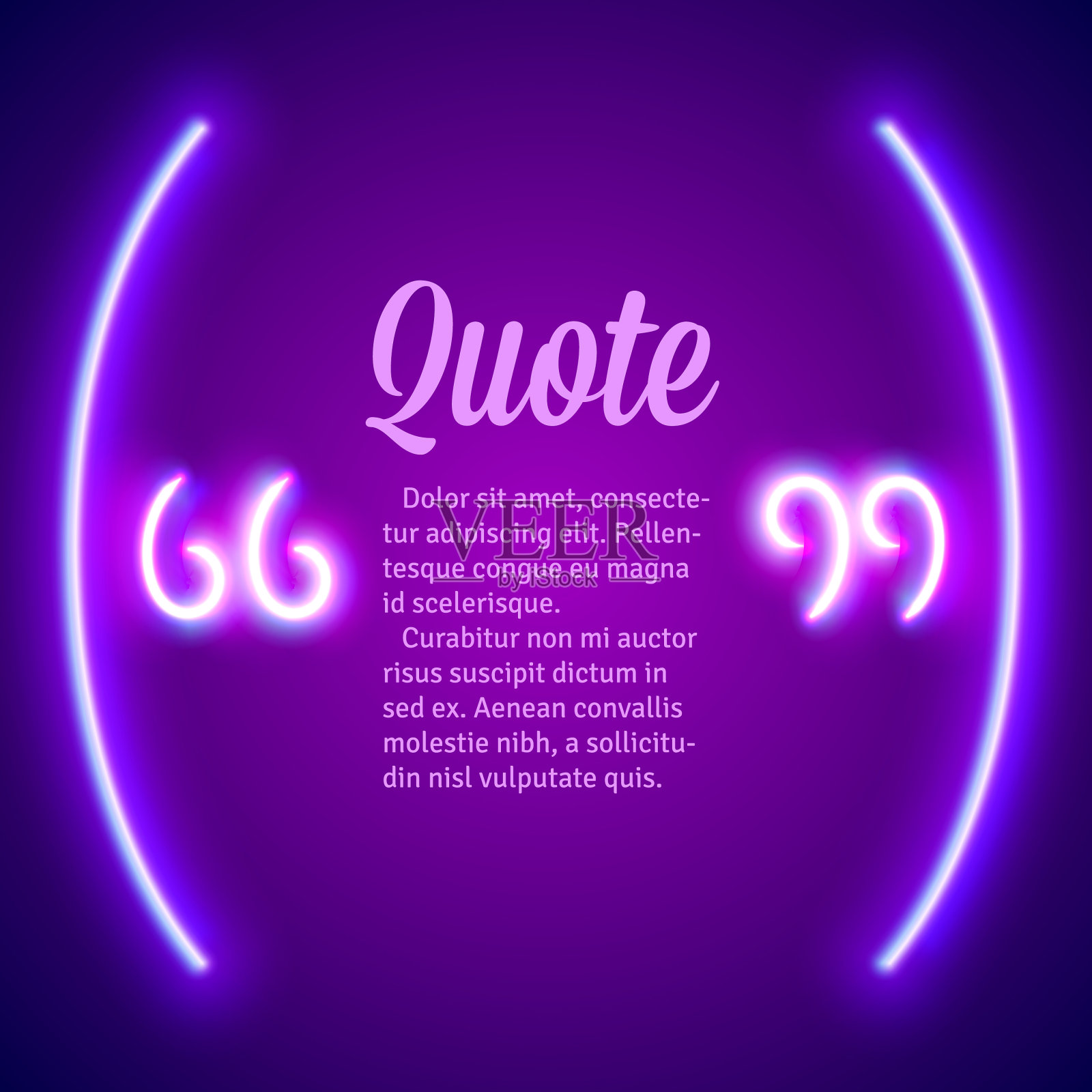 复古霓虹灯发光引号框架插画图片素材