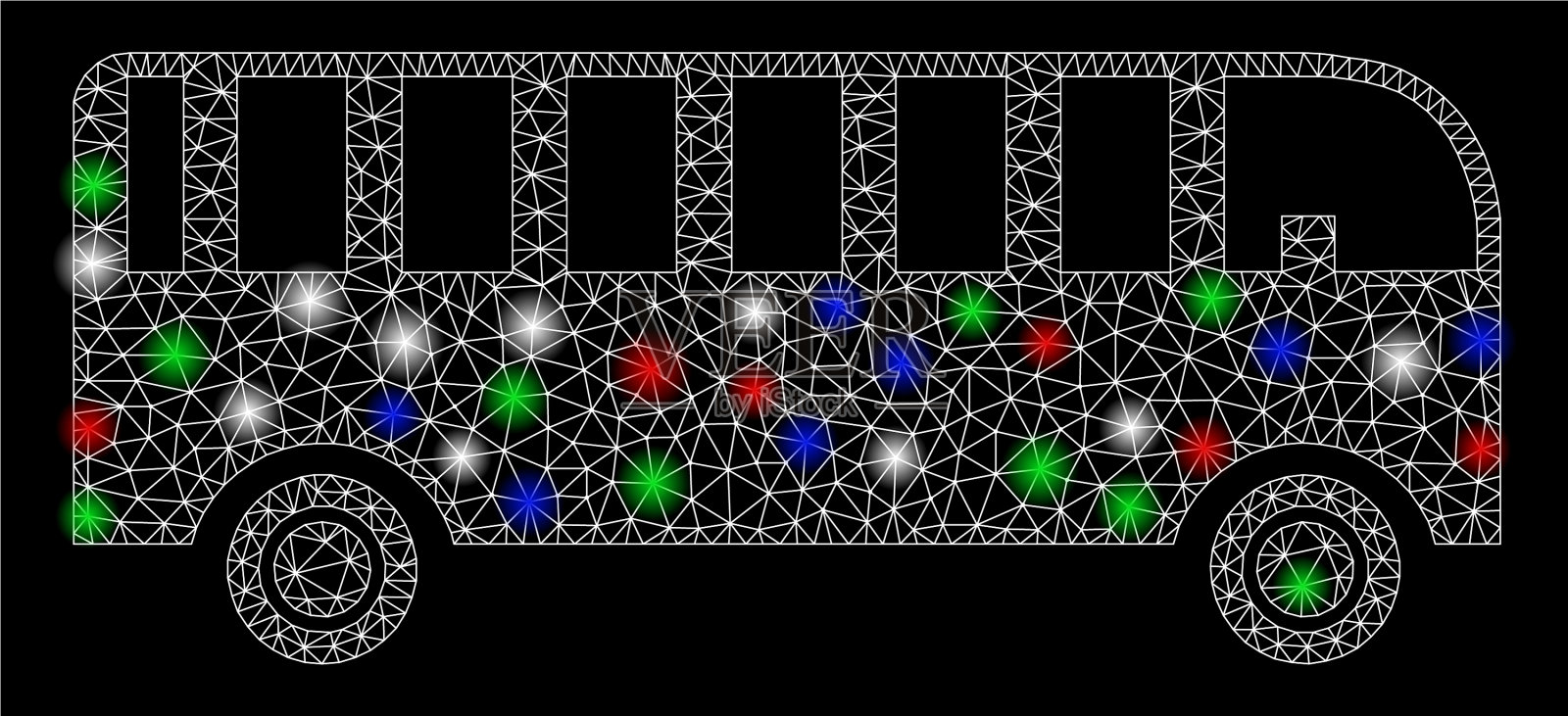 明亮的网状车身，带有耀斑插画图片素材