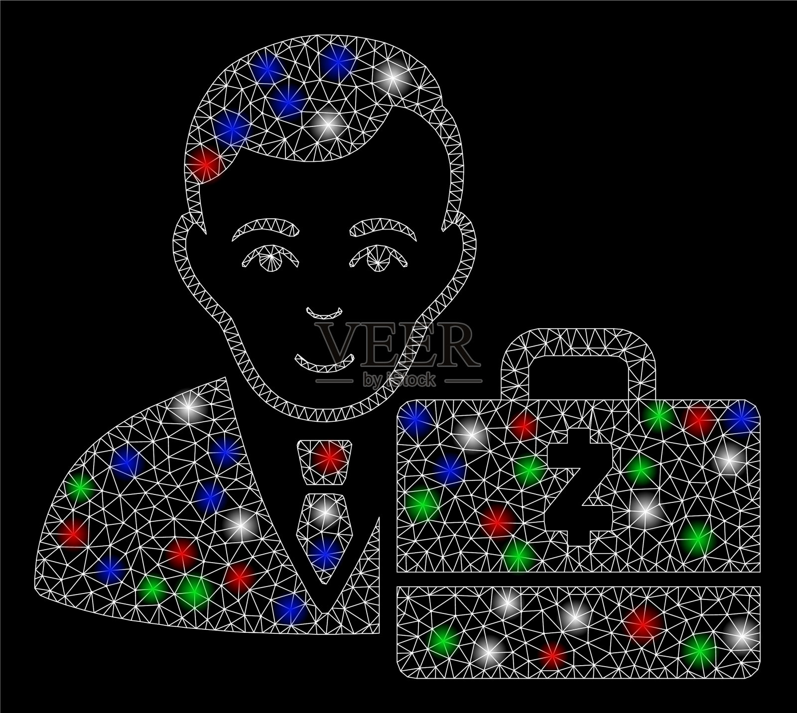 明亮的网丝框架zcash会计与耀斑插画图片素材