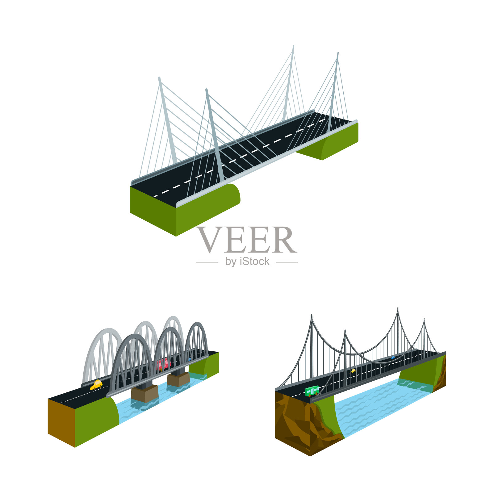架桥工程和建筑插画图片素材