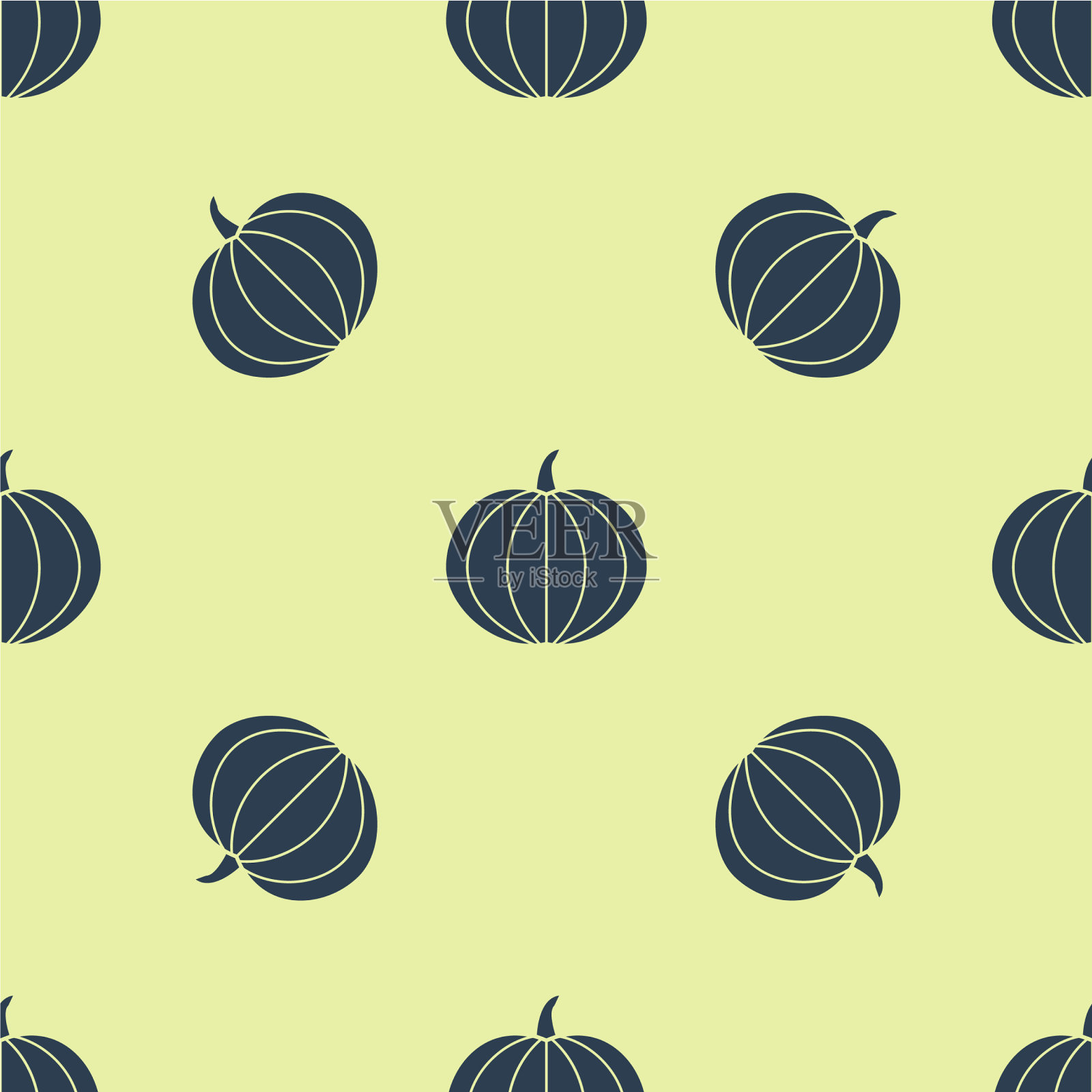 蓝色南瓜图标隔离无缝图案上插画图片素材