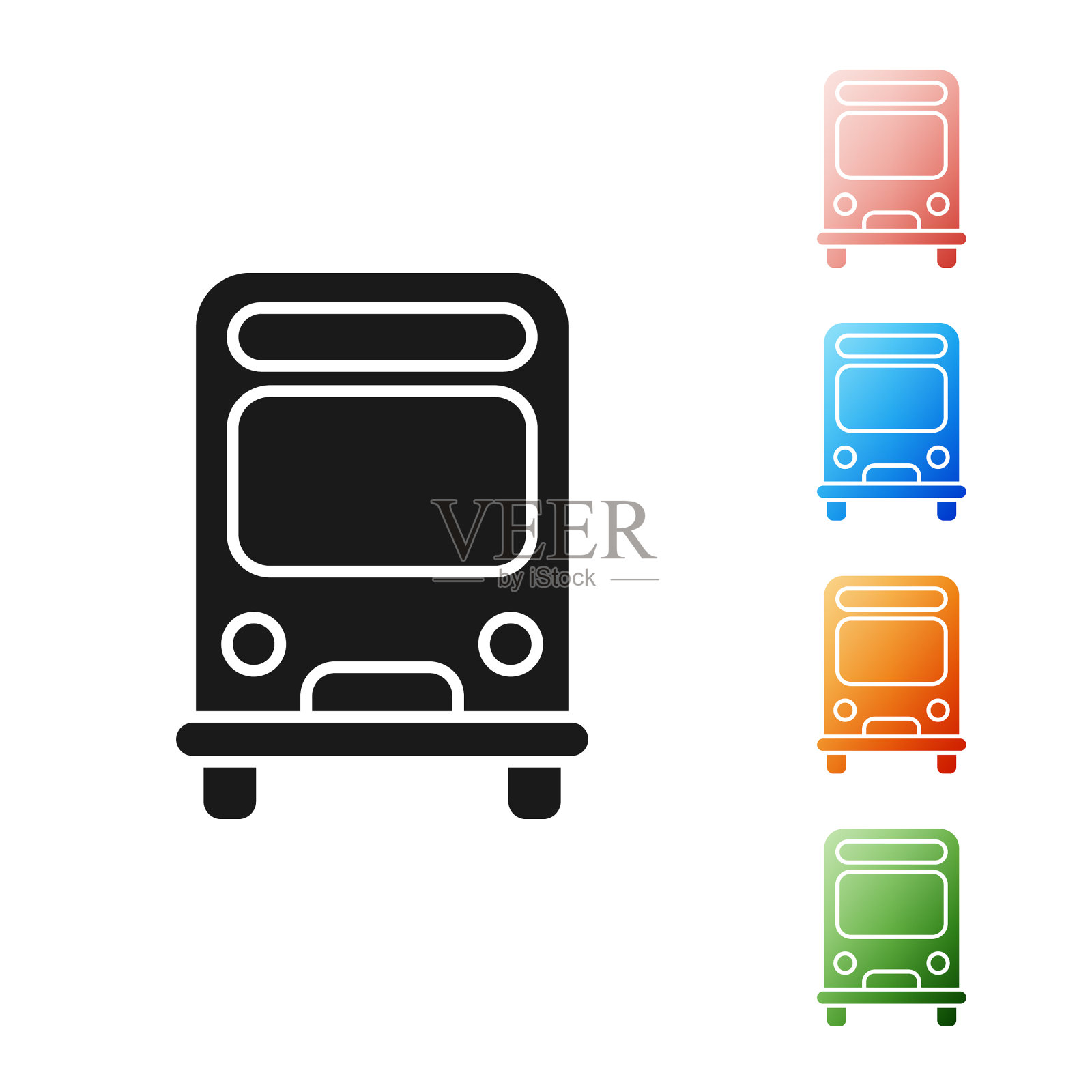 黑色巴士图标孤立在白色背景上图标素材