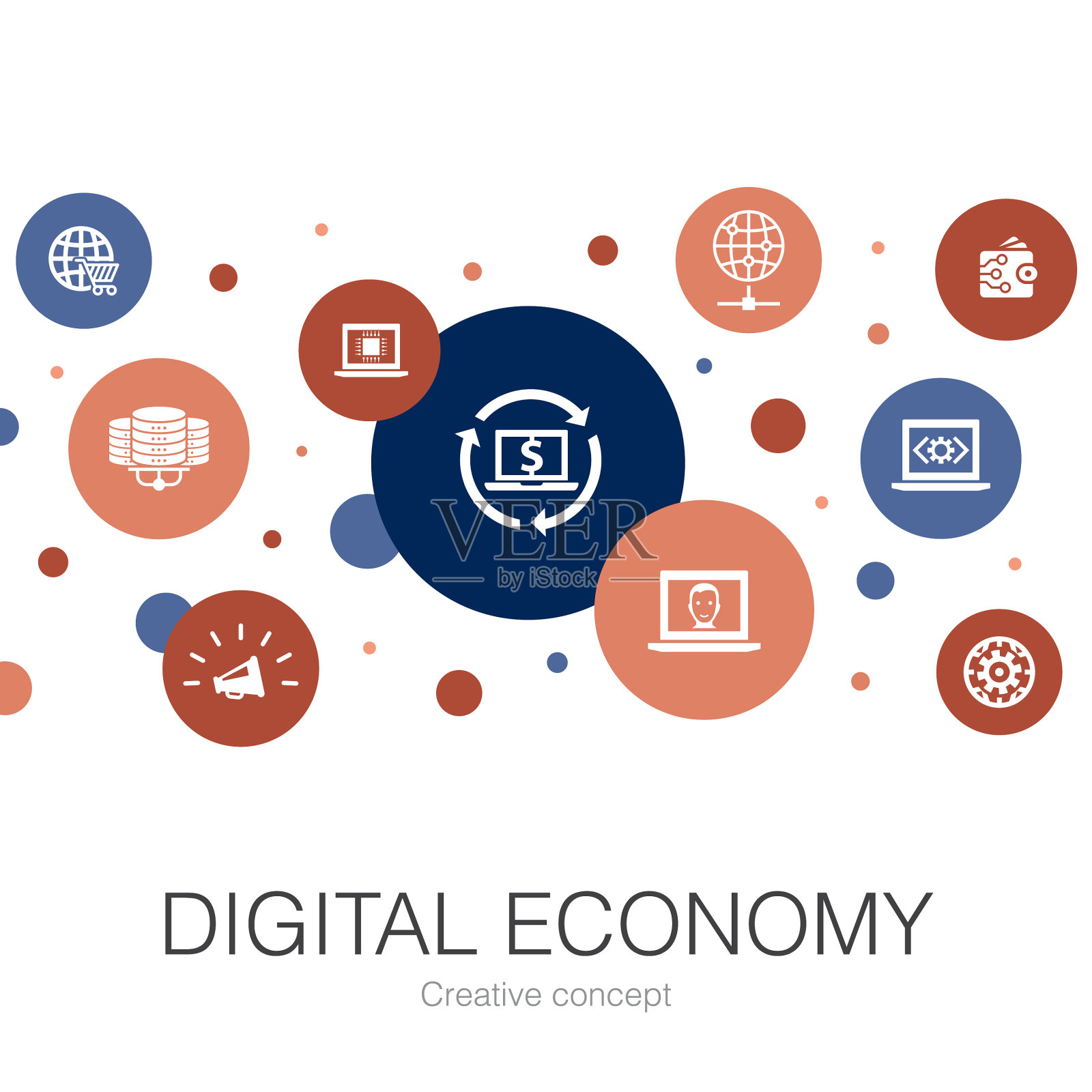 用简单的数字经济时尚圈模板插画图片素材