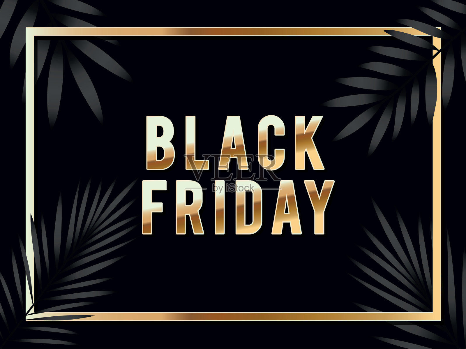 黑色星期五的书法在金框与设计模板素材