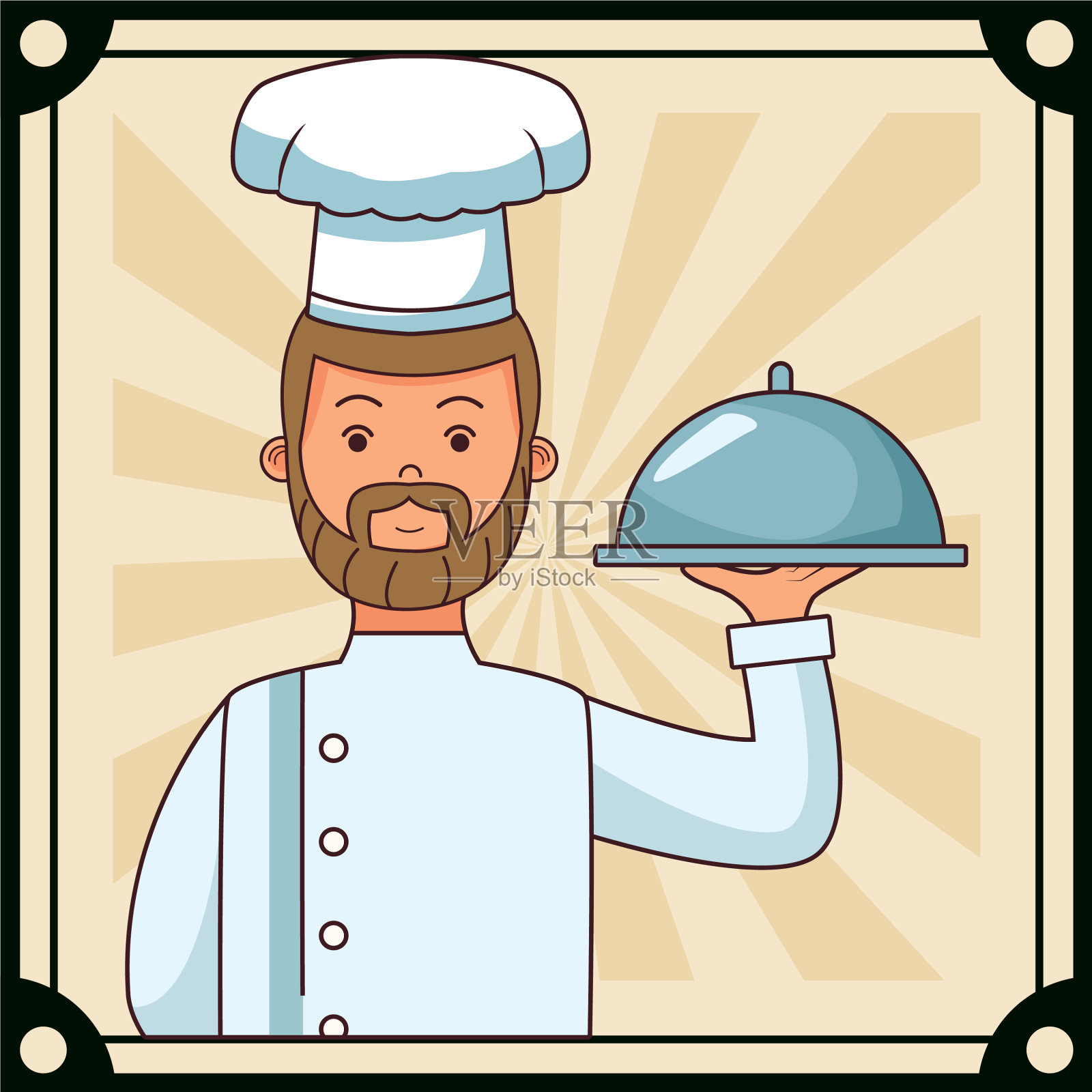 美食厨师广场卡通插画图片素材