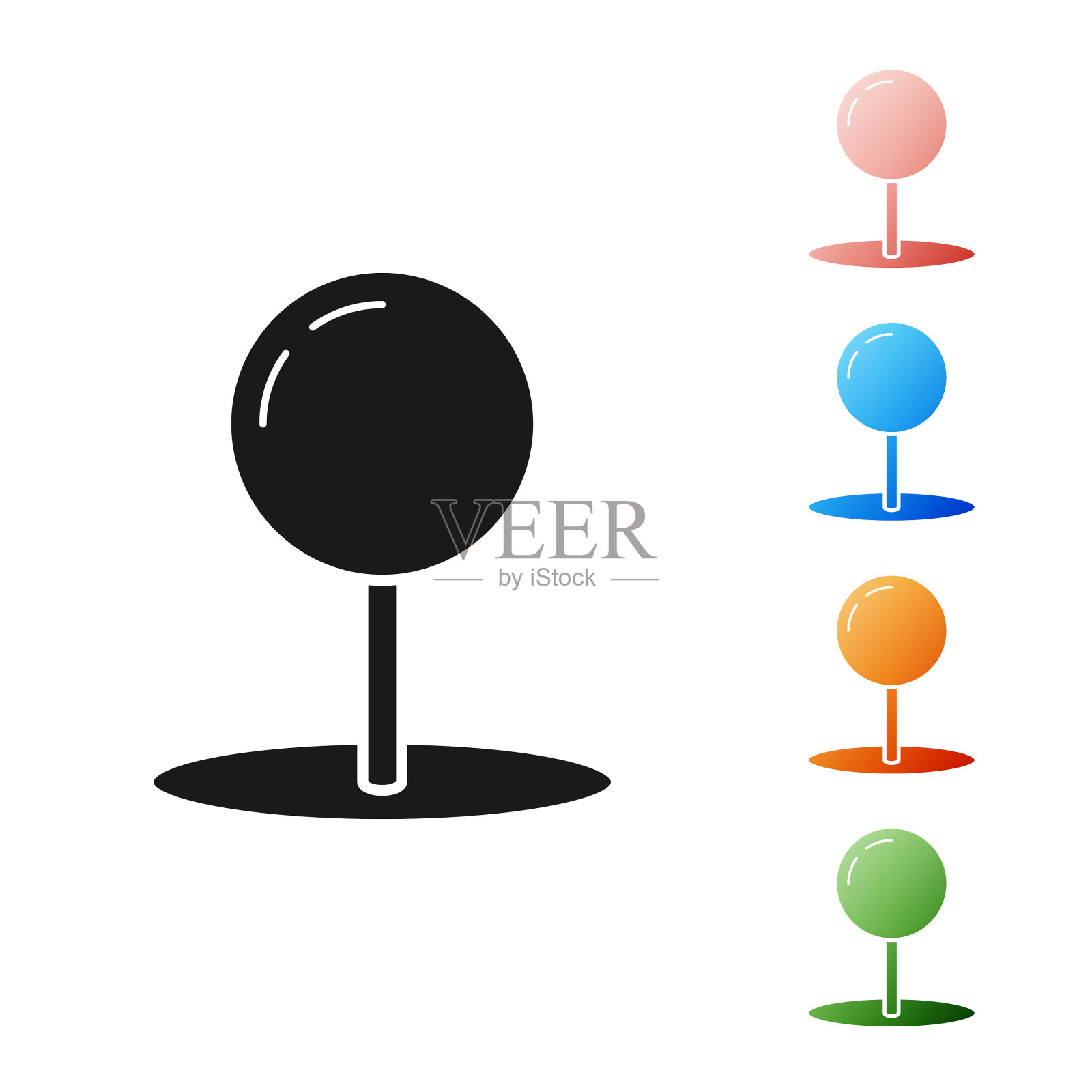 黑色推针图标隔离在白色背景上插画图片素材