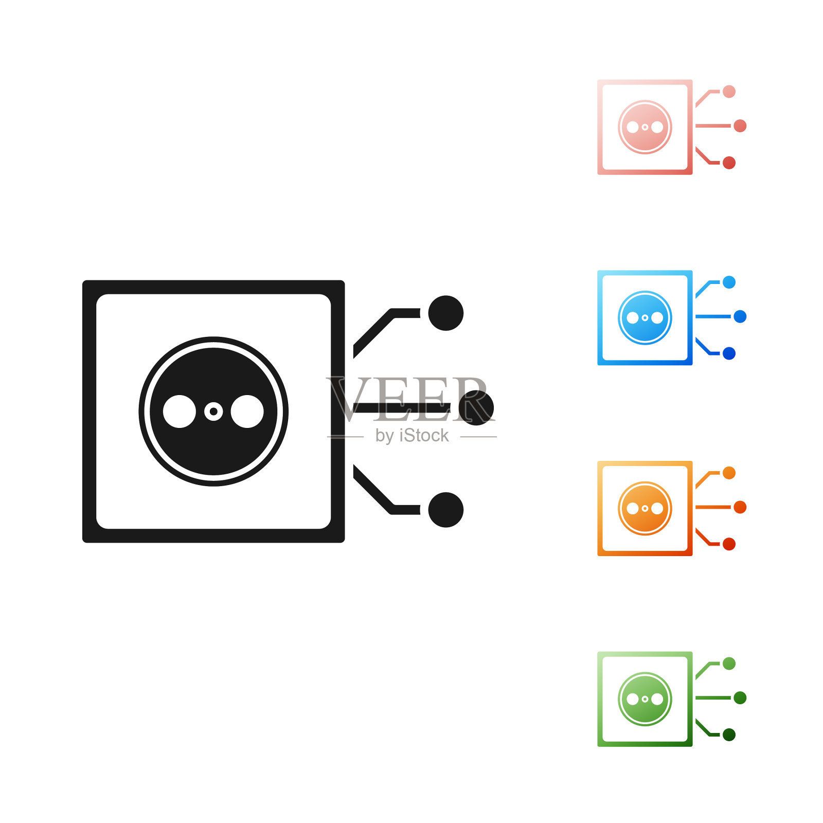 黑色智能家居图标孤立在白色背景插画图片素材