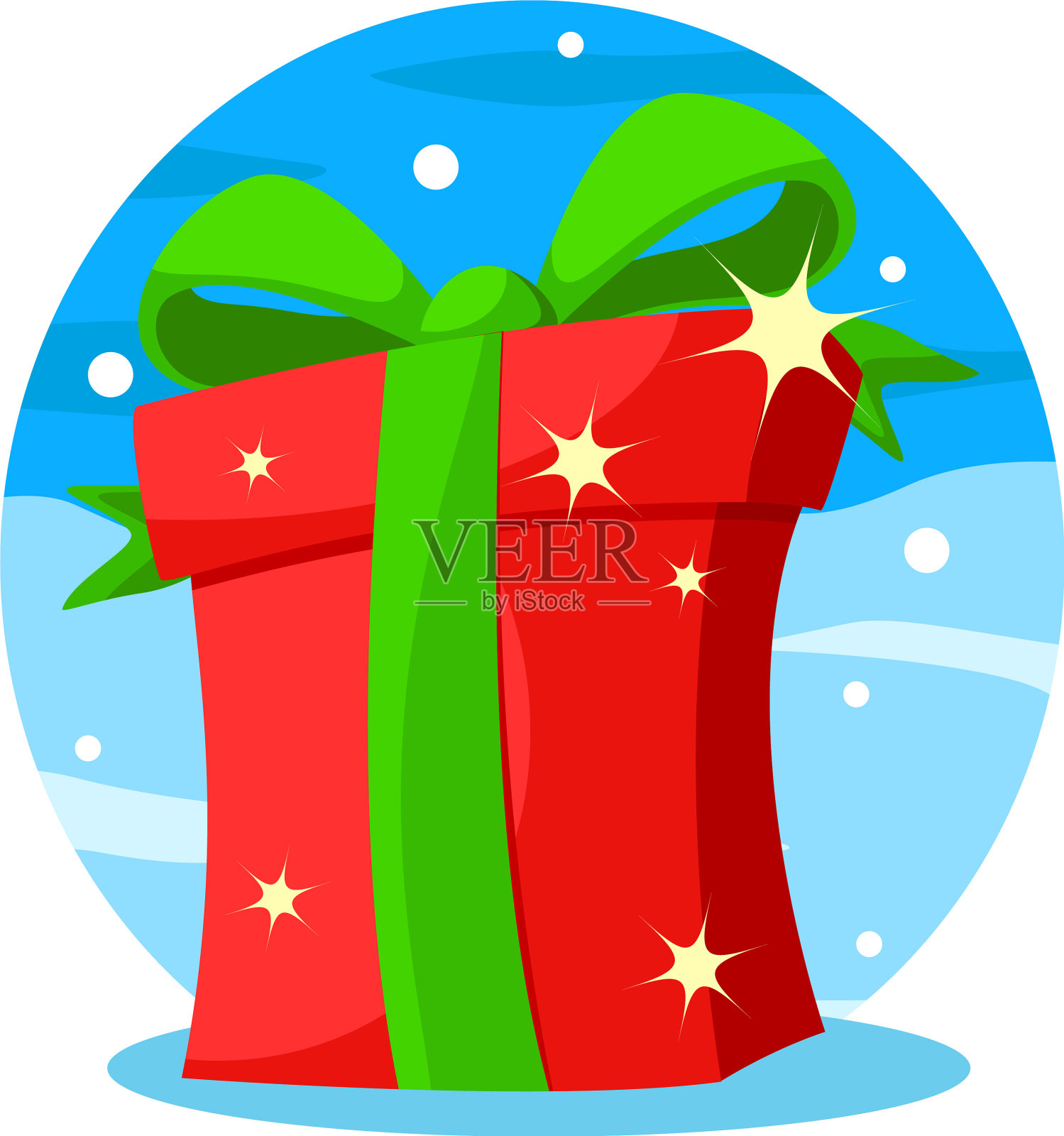 礼物盒特写在一个冬天的背景插画图片素材