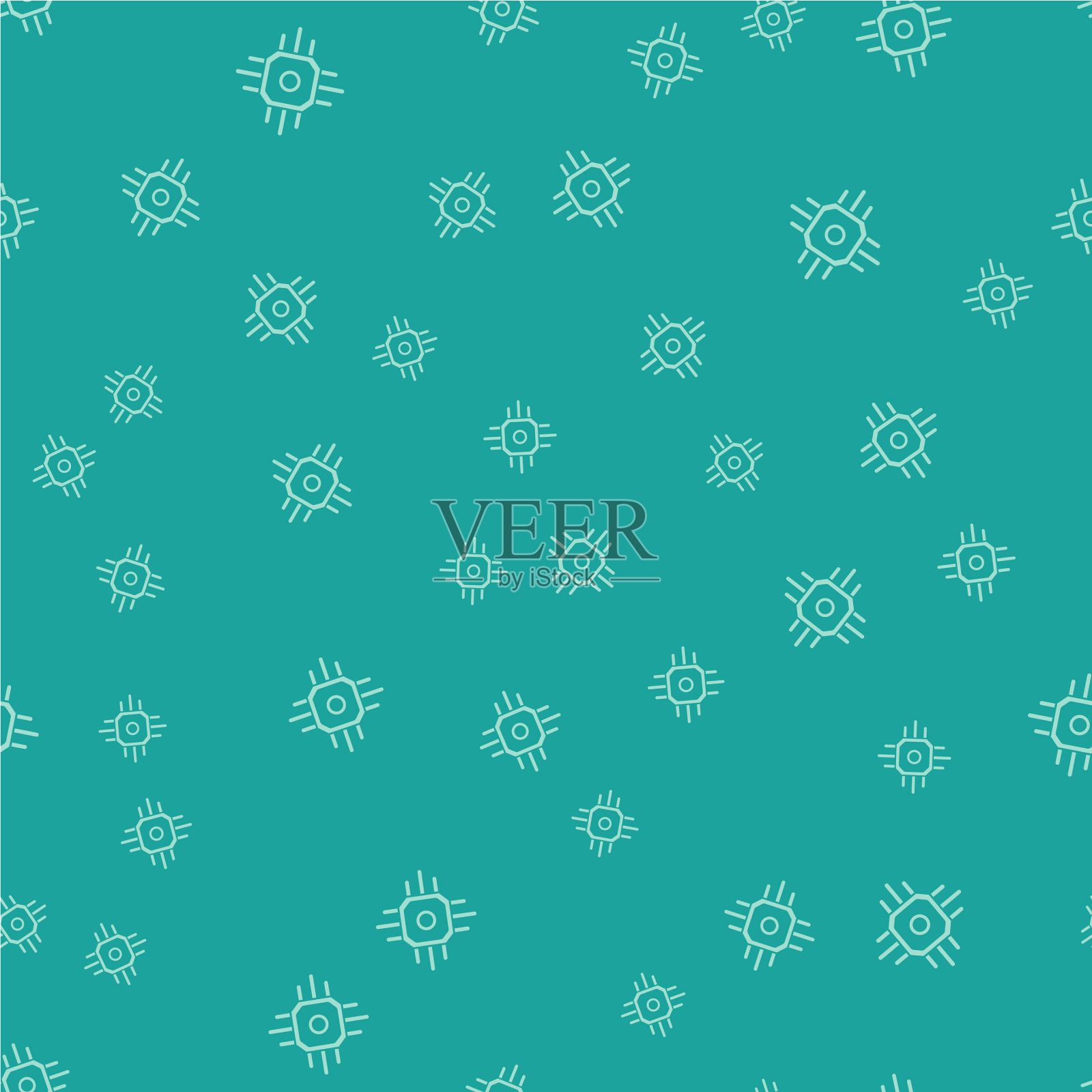 绿色处理器图标隔离无缝模式开启插画图片素材