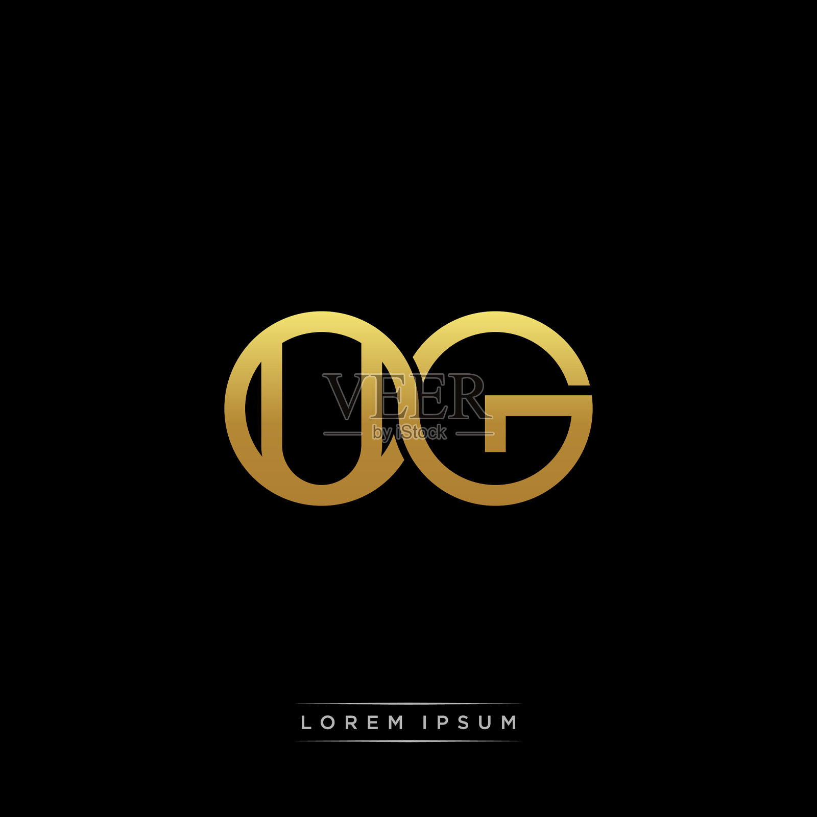 Ug首字母连圈大写字母组合插画图片素材