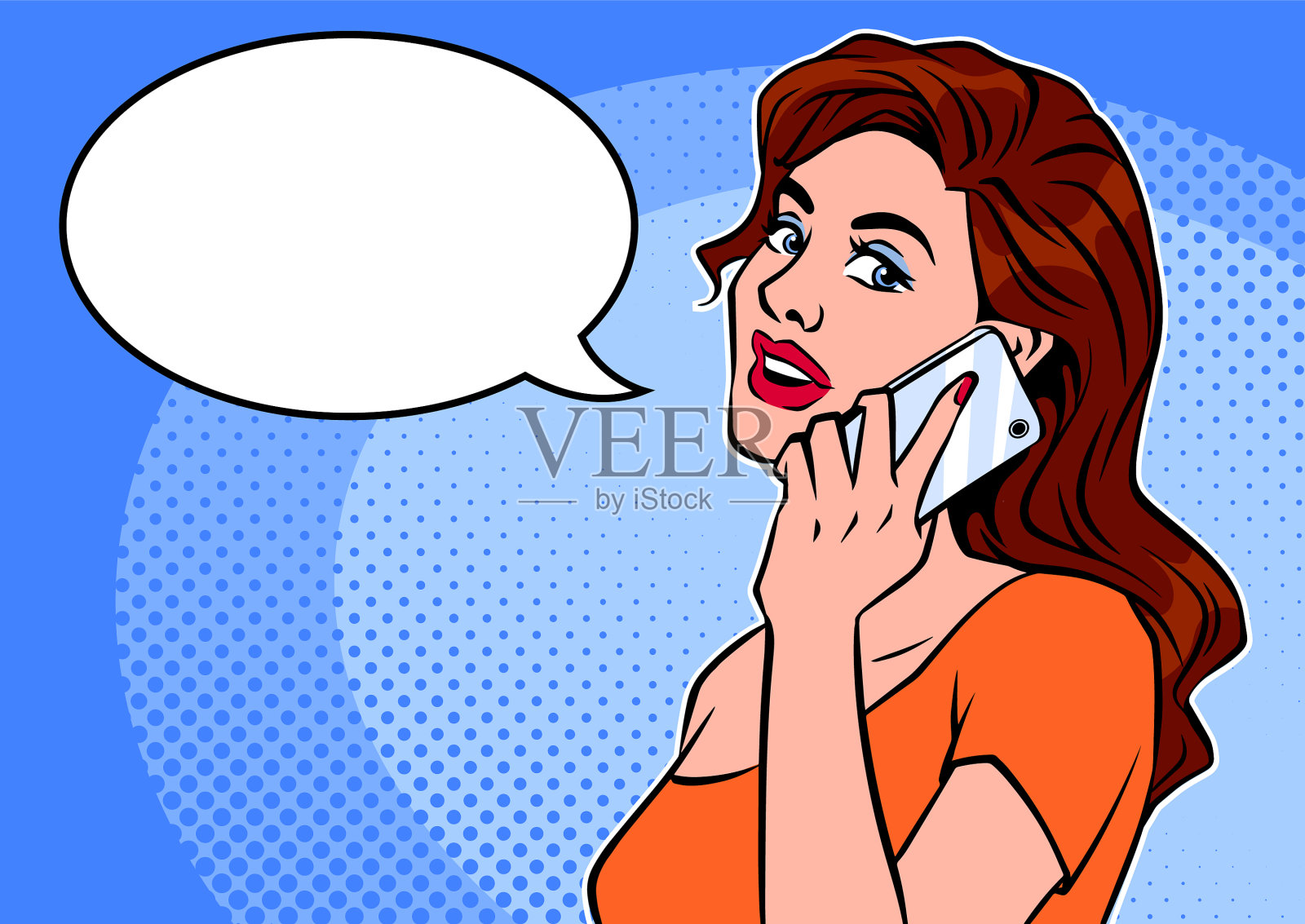 打电话的女人插画图片素材