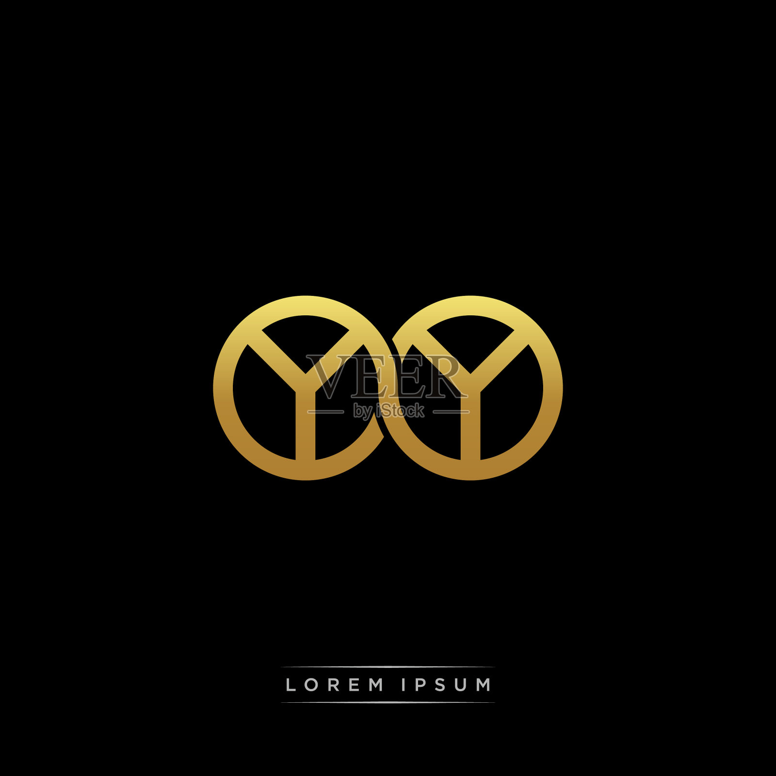 Yy首字母连圈大写字母插画图片素材