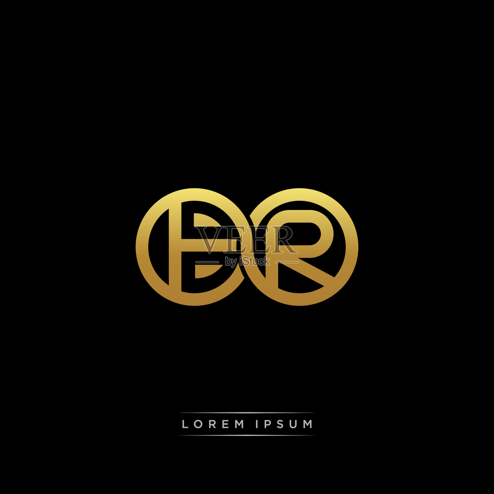 Br首字母连圈大写字母组合插画图片素材