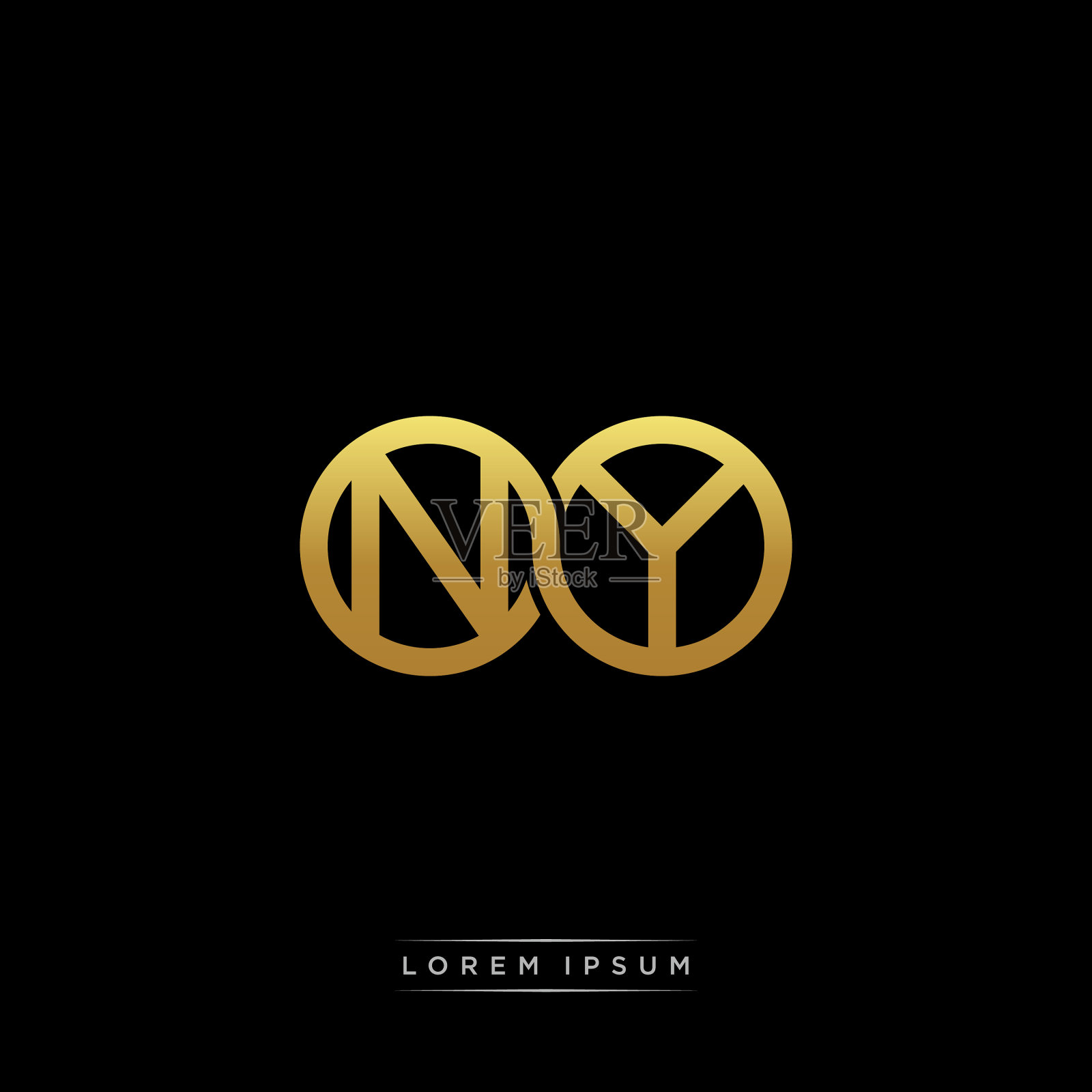 任何首字母连圈大写字母组合插画图片素材