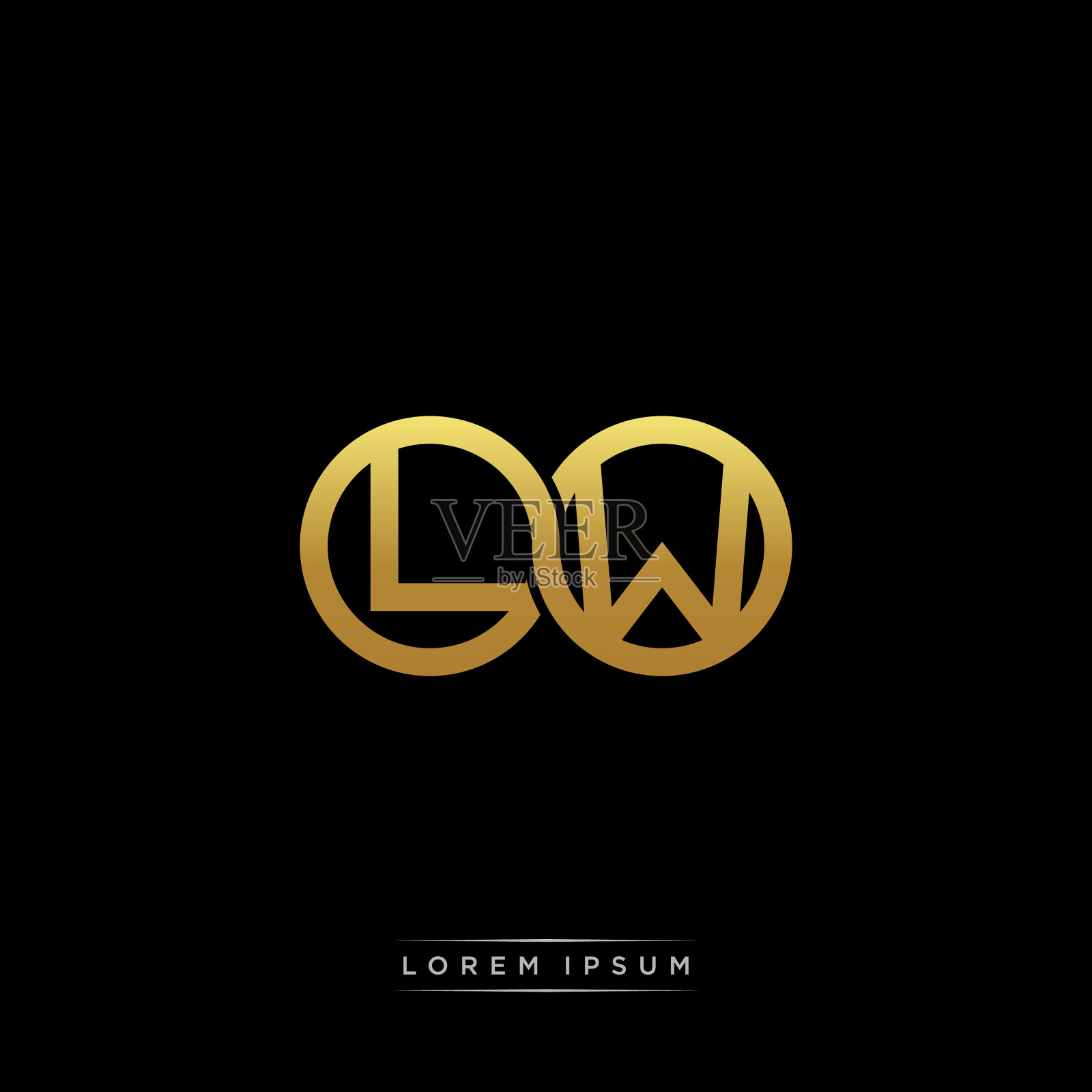 Lw首字母连圈大写字母组合插画图片素材