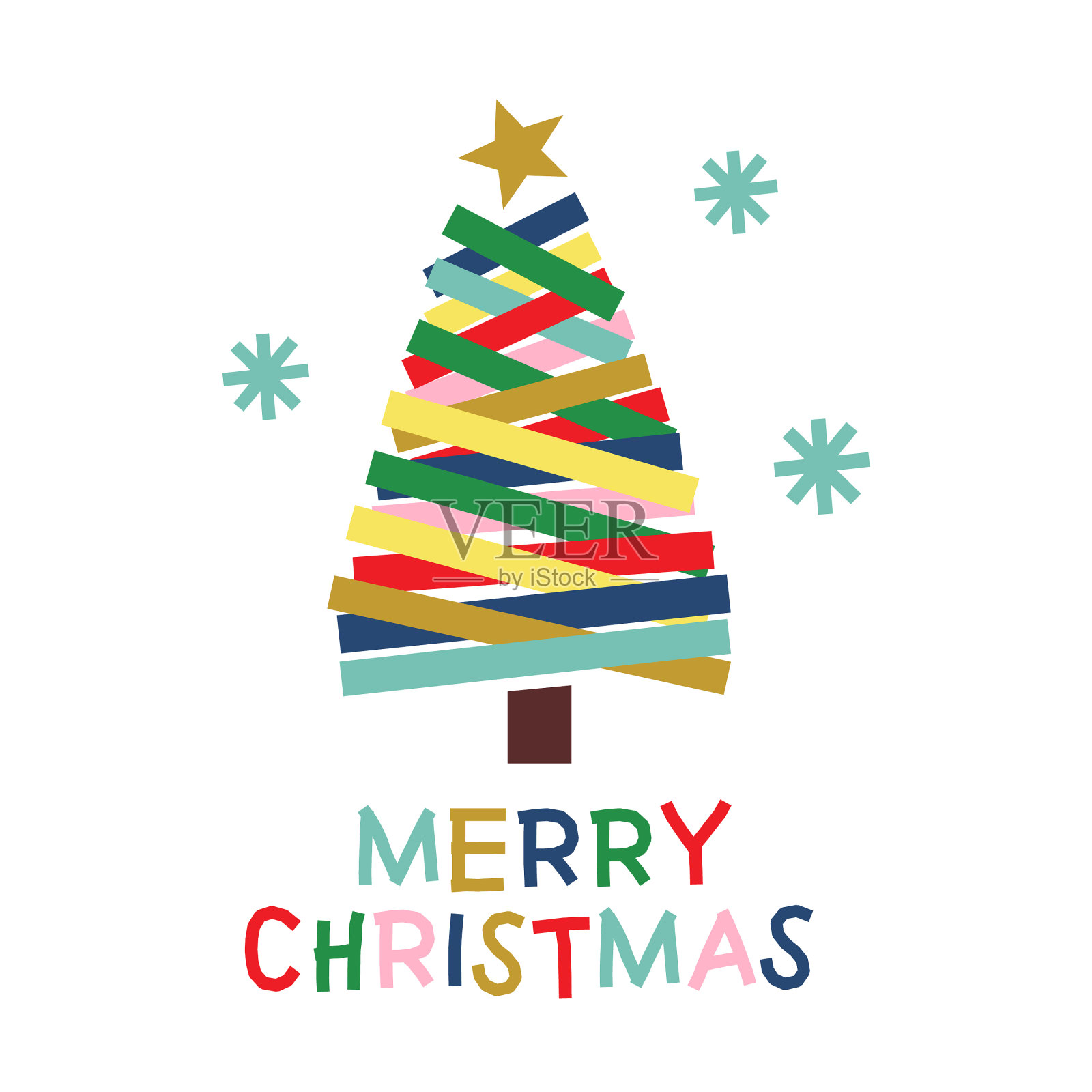 圣诞树纸海报插画图片素材