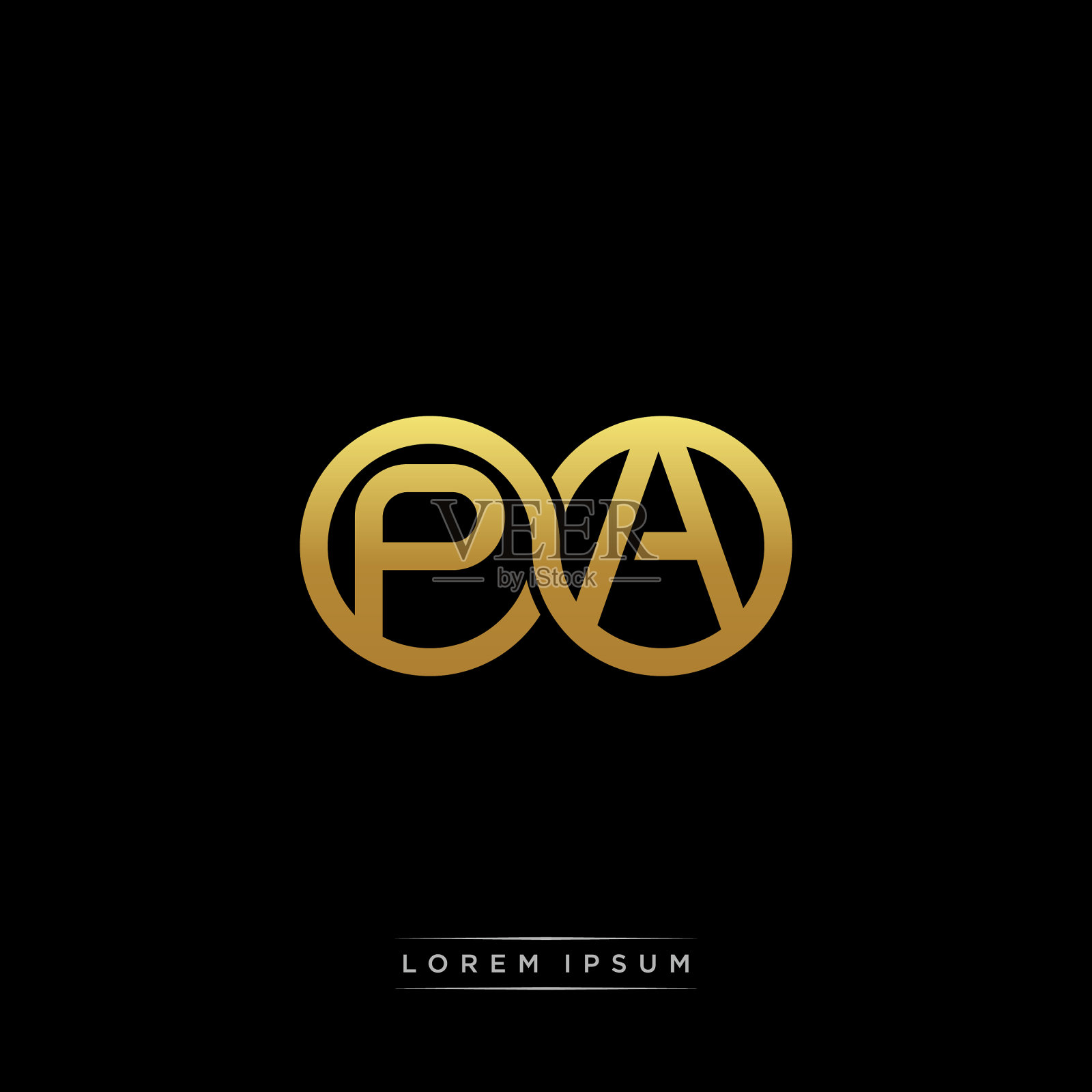 Pa首字母连圈大写字母组合插画图片素材