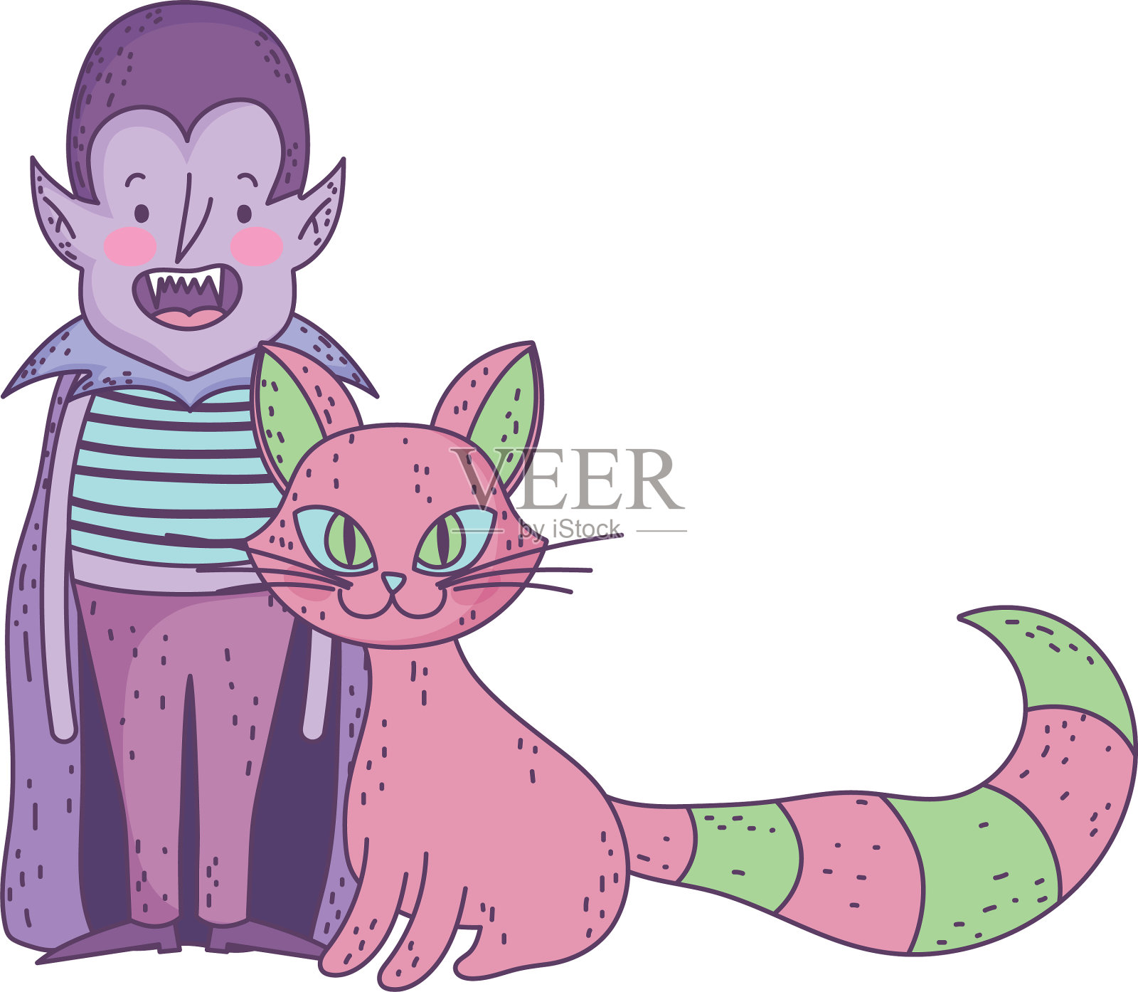 万圣节快乐庆祝男孩德古拉和粉红设计元素图片