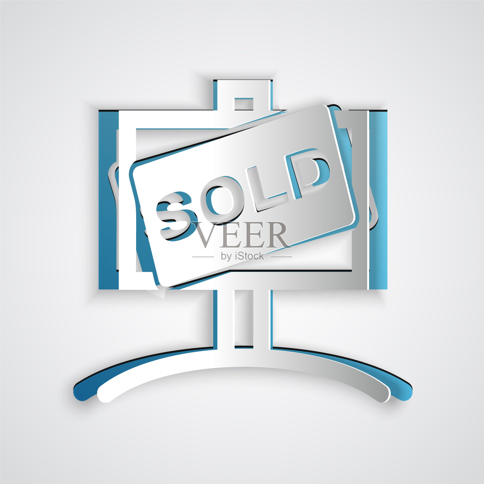 剪纸悬挂标志与文字出售图标插画图片素材